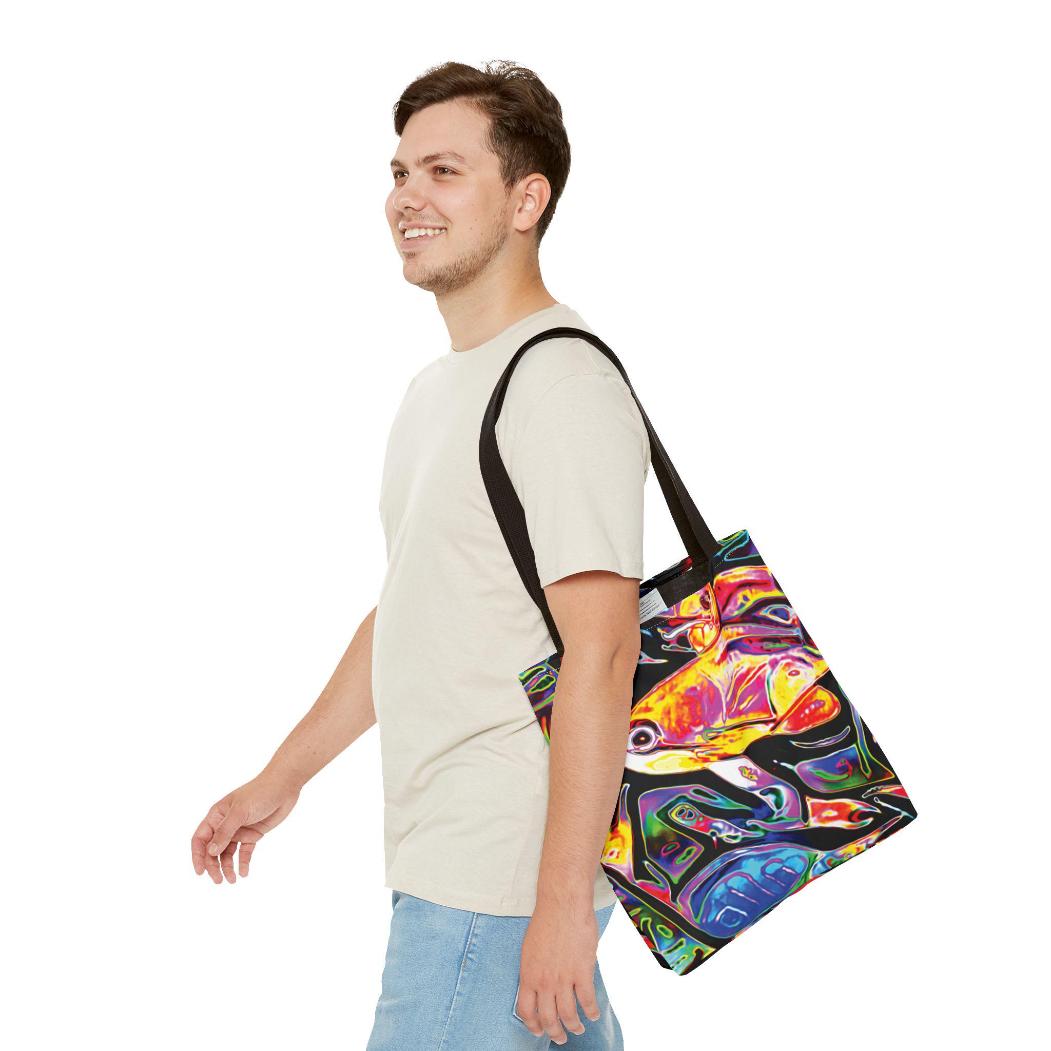 Colorful Tropical Fish Tote, Vibrant Abstract Aquarium Print