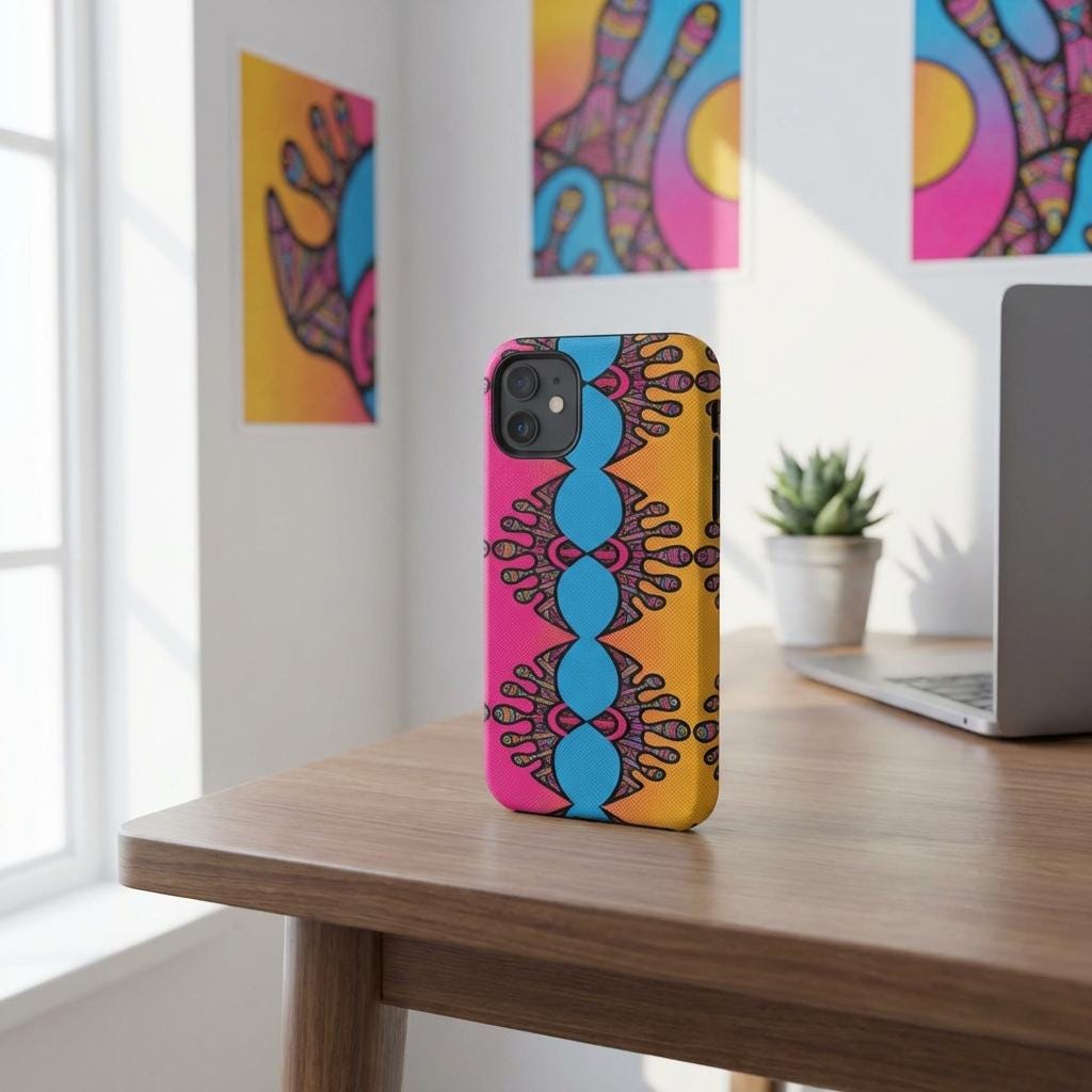Abstract Urchin Color iPhone Tough Case - Walt Smith Fiji Ocean Art - Supports ADE Reef Restoration