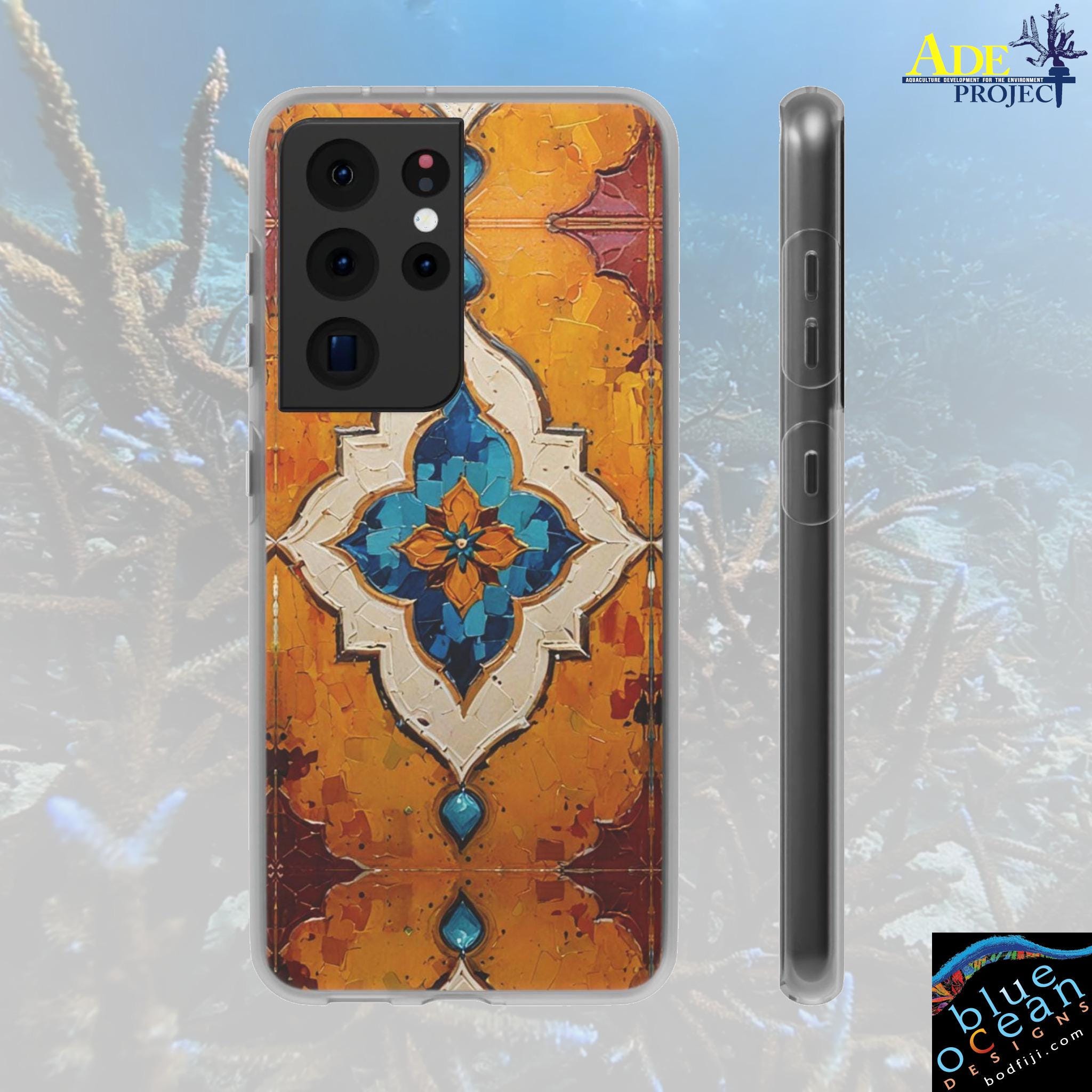 Morocco Tiles Android Flexi Case - Walt Smith Fiji Ocean Art - Supports ADE Reef Restoration