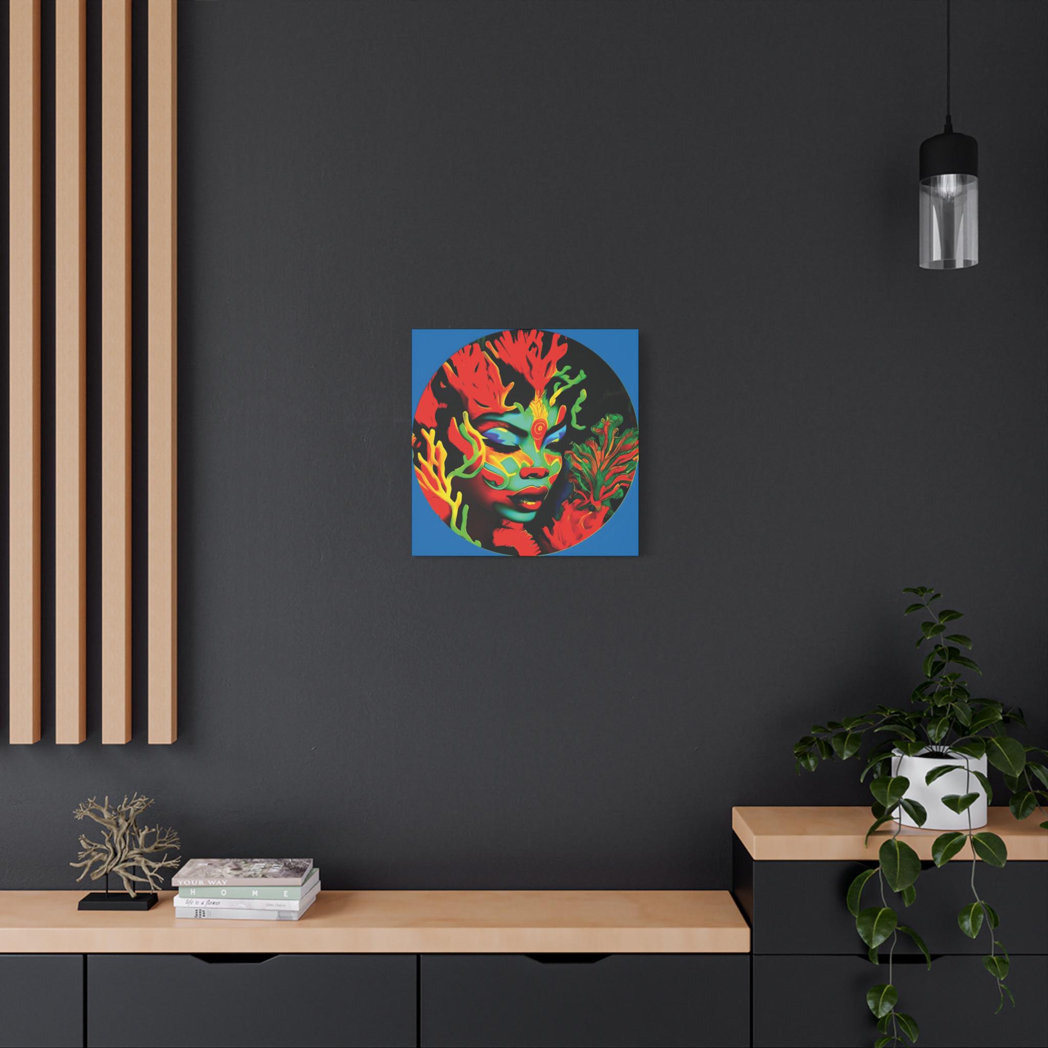Coral Girl Circle Canvas Wall Art