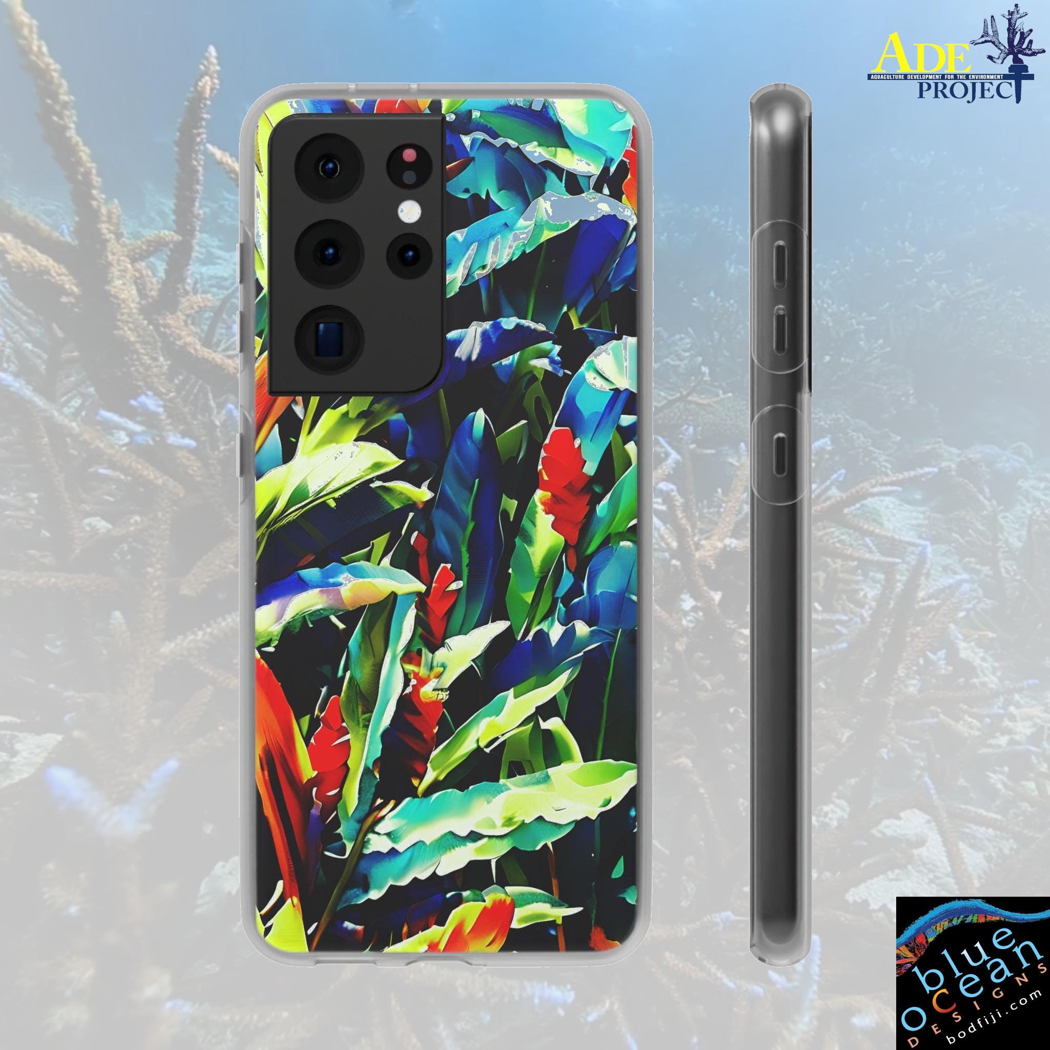 Floral Ginger Android Flexi Case - Walt Smith Fiji Ocean Art - Supports ADE Reef Restoration