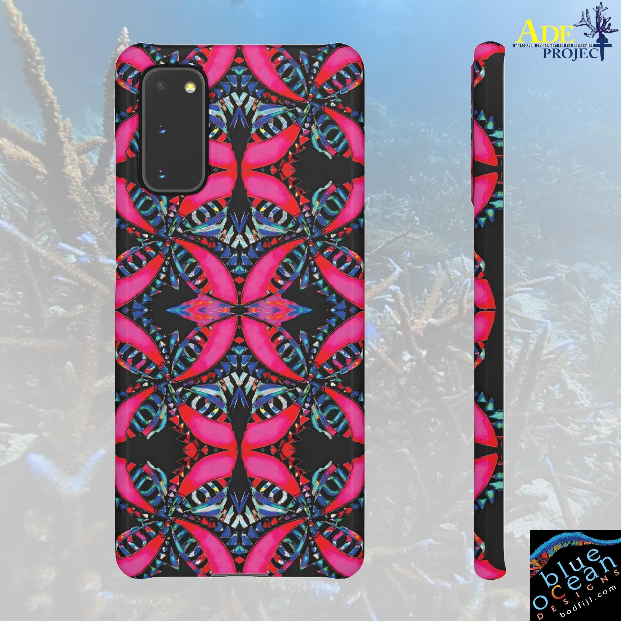Pink on Black Android Snap Case - Walt Smith Fiji Ocean Art - Supports ADE Reef Restoration