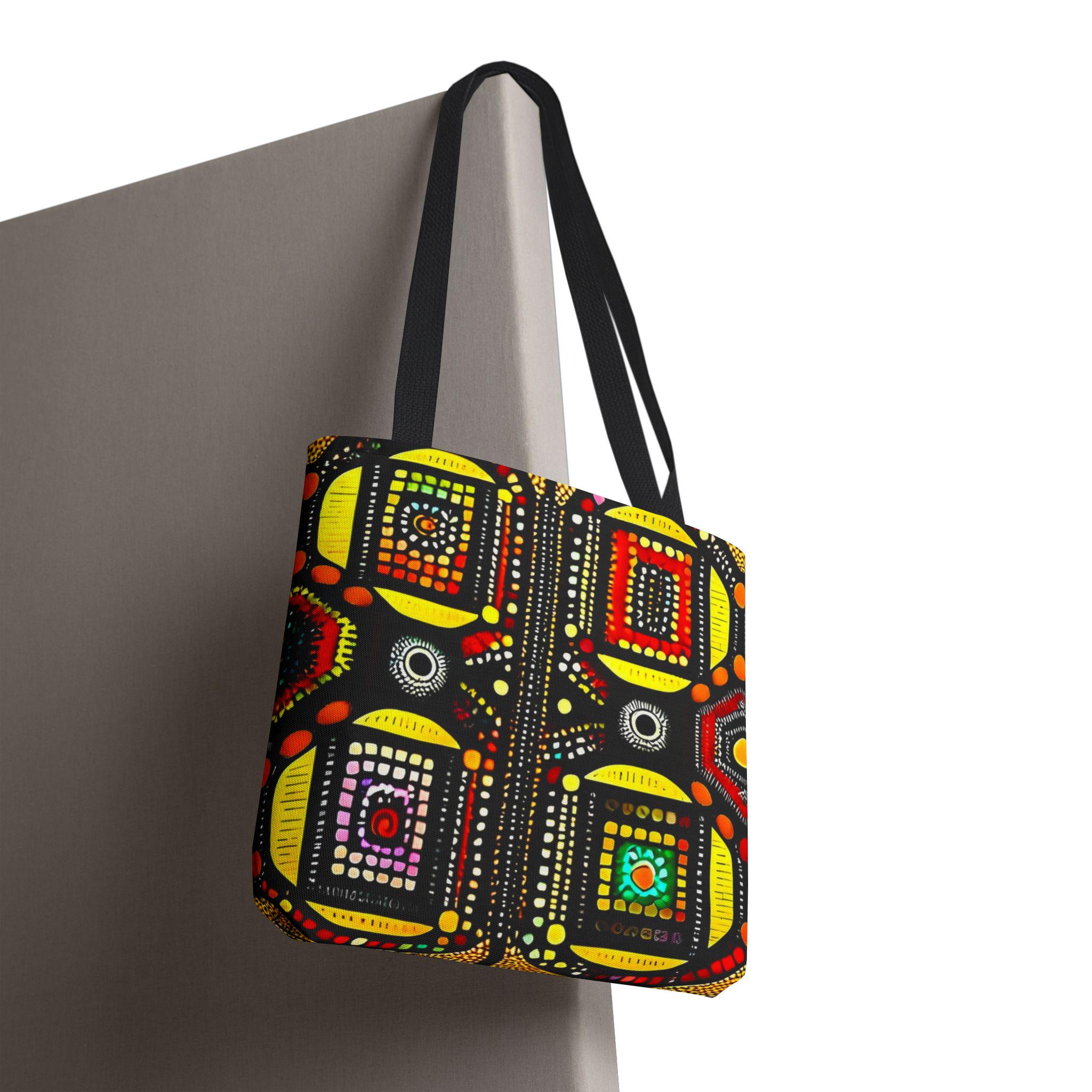 Abstract Tribal Dot Pattern Tote Bag | Colorful Geometric Artwork