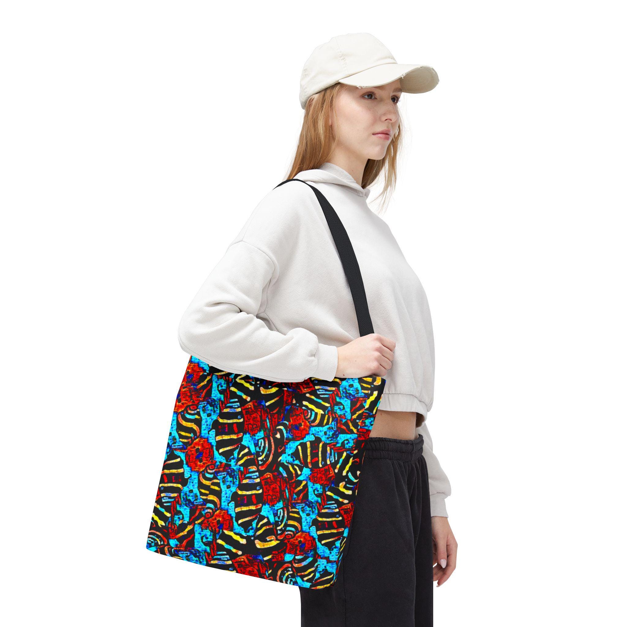 Colorful Snails on Parade Tote Bag | All-Over Print Beach Sand Design