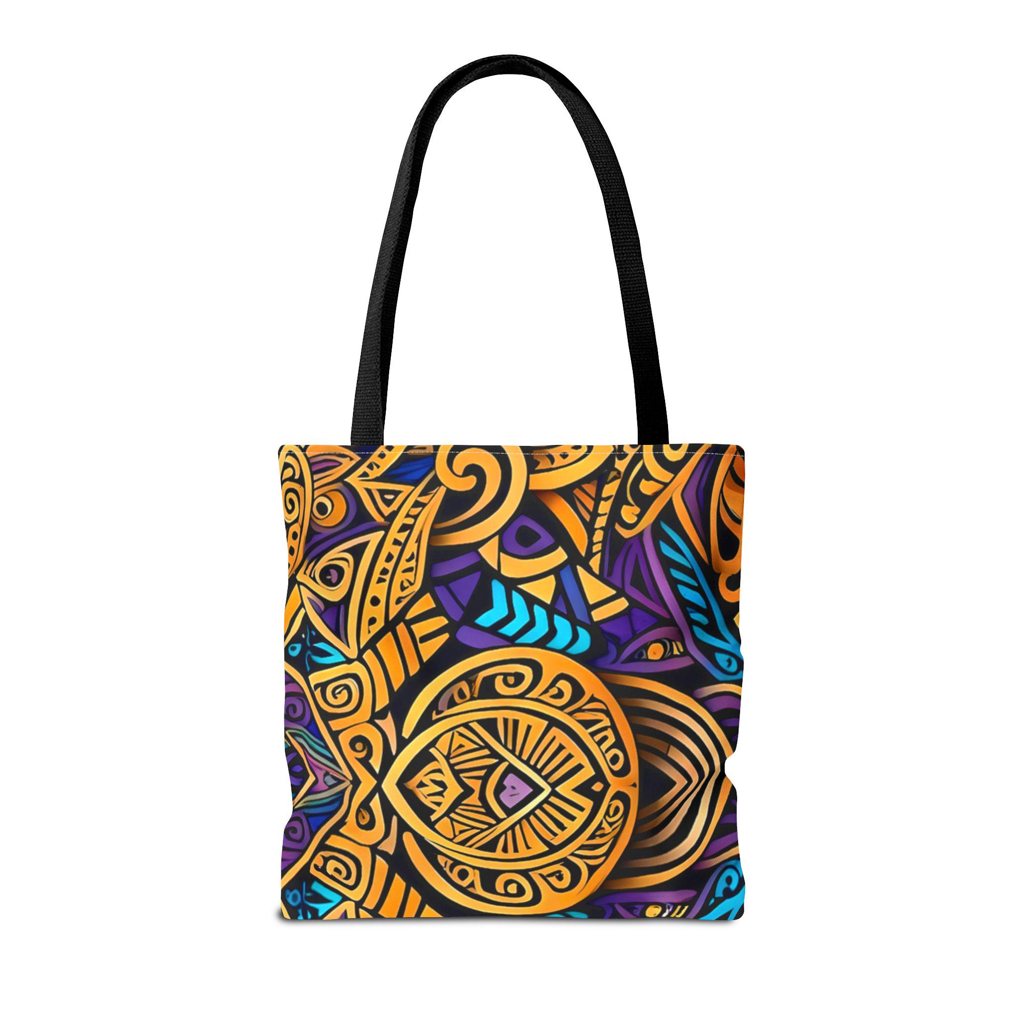Gold Purple Mandala Tote Bag | Boho Aztec Pattern