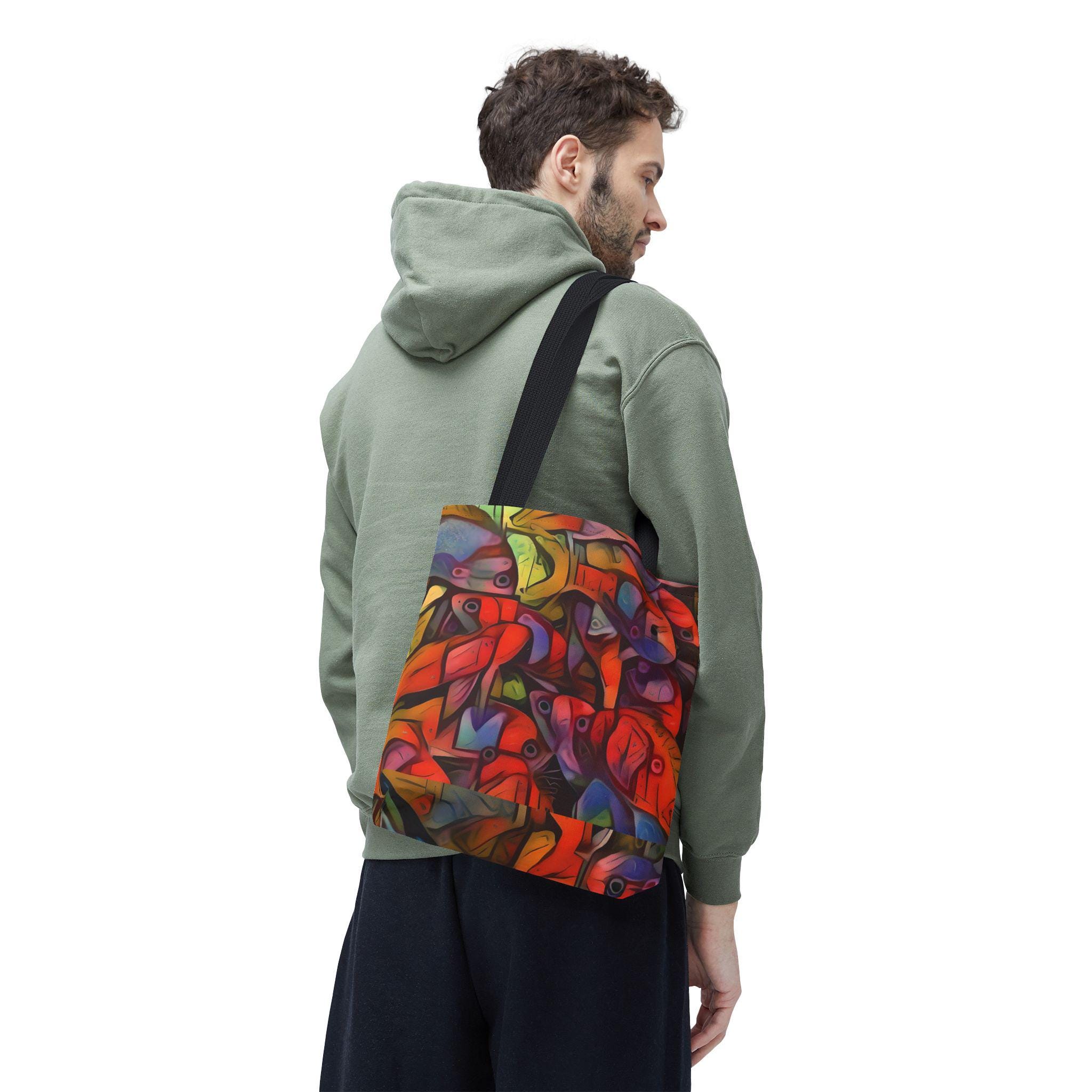 Abstract Colorful Fish Pattern Tote Bag | Vibrant School of Fish All-Over Print