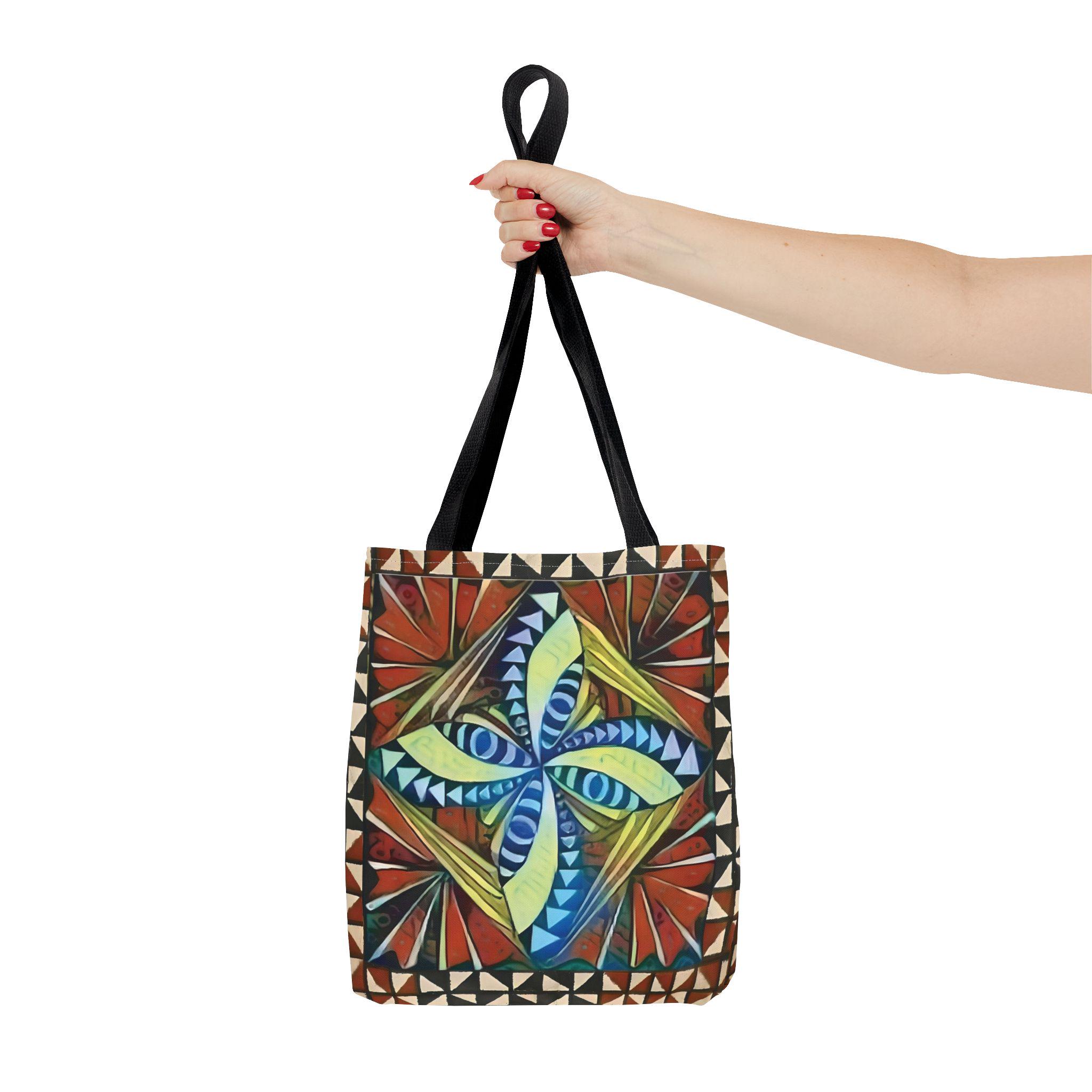 Geometric Starburst Pattern Tote Bag | Colorful Abstract Tribal Design