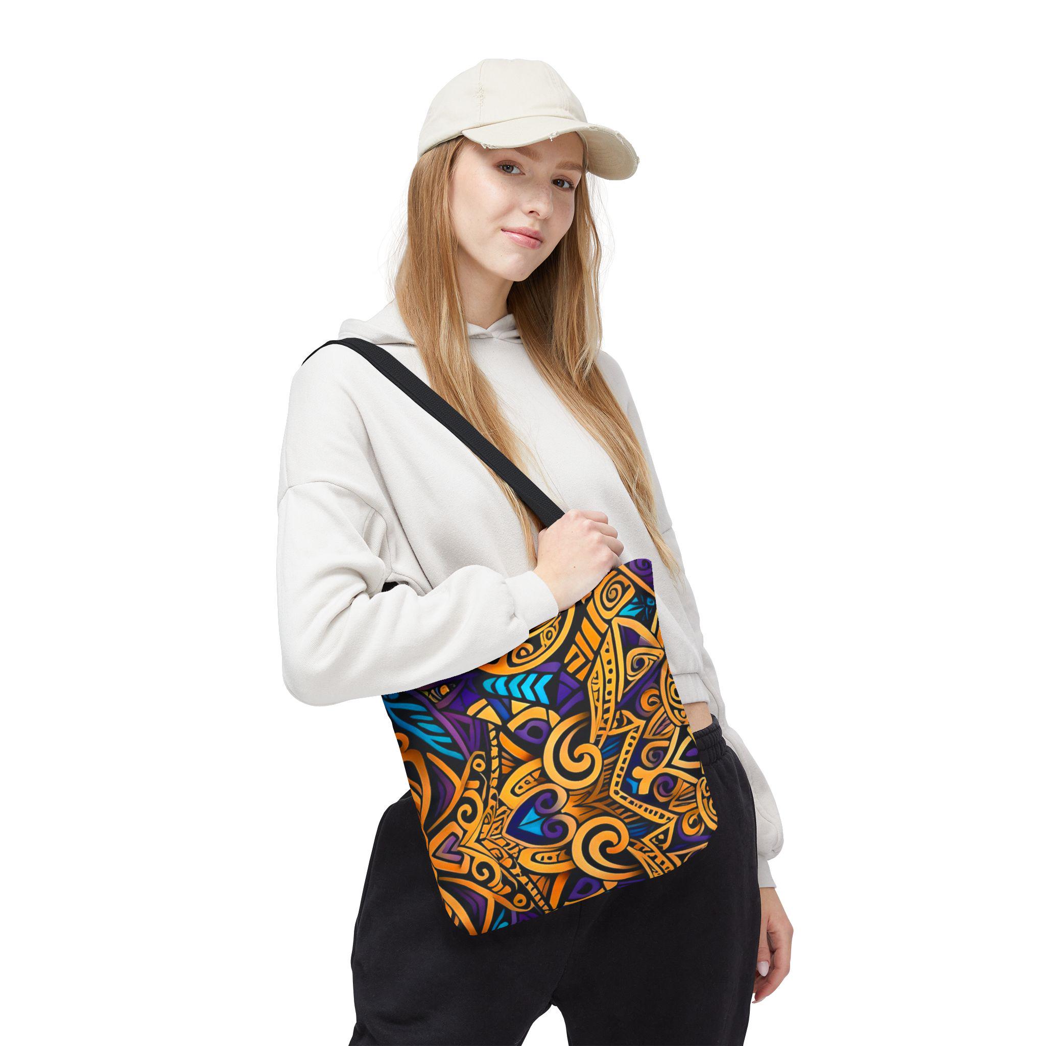 Gold Purple Mandala Tote Bag | Boho Aztec Pattern