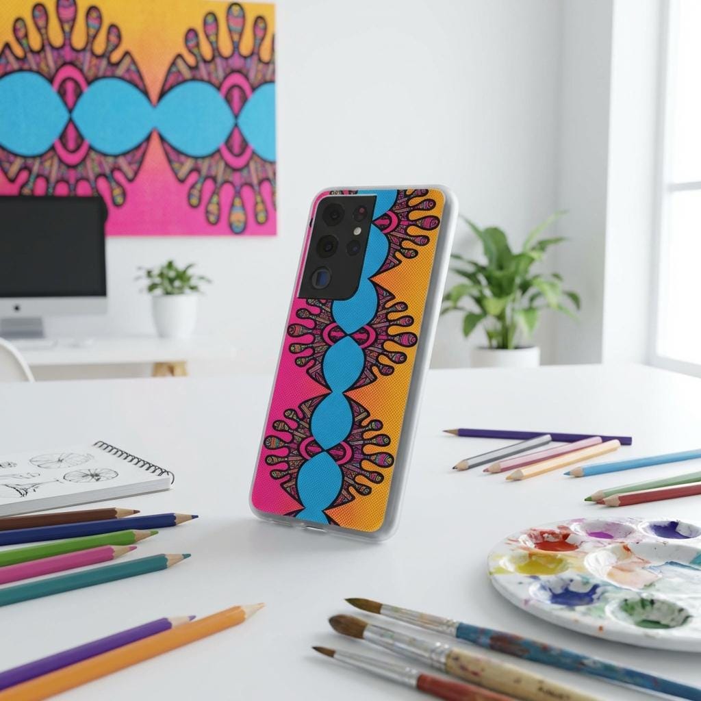 Abstract Urchin Color Android Flexi Case - Walt Smith Fiji Ocean Art - Supports ADE Reef Restoration
