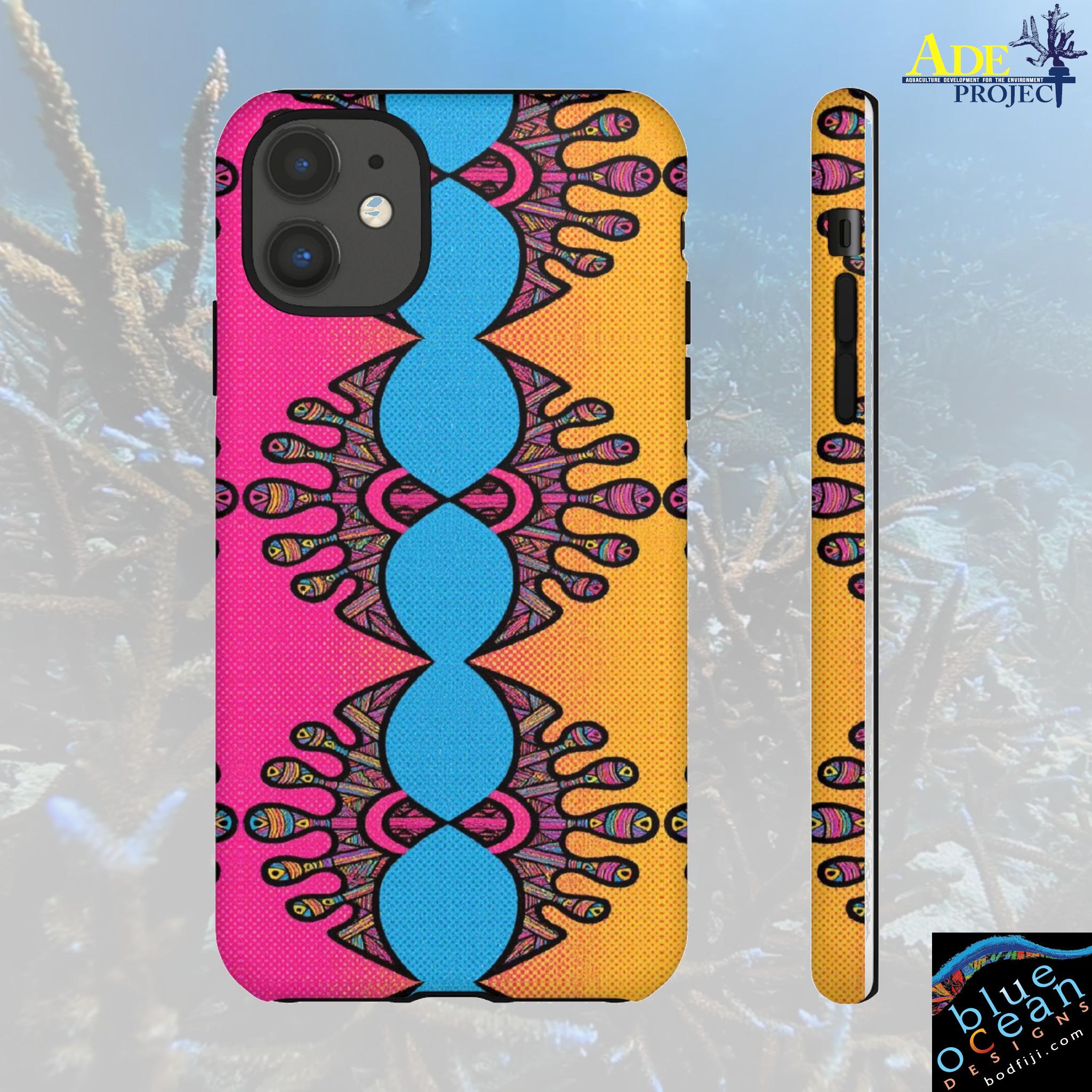Abstract Urchin Color iPhone Tough Case - Walt Smith Fiji Ocean Art - Supports ADE Reef Restoration