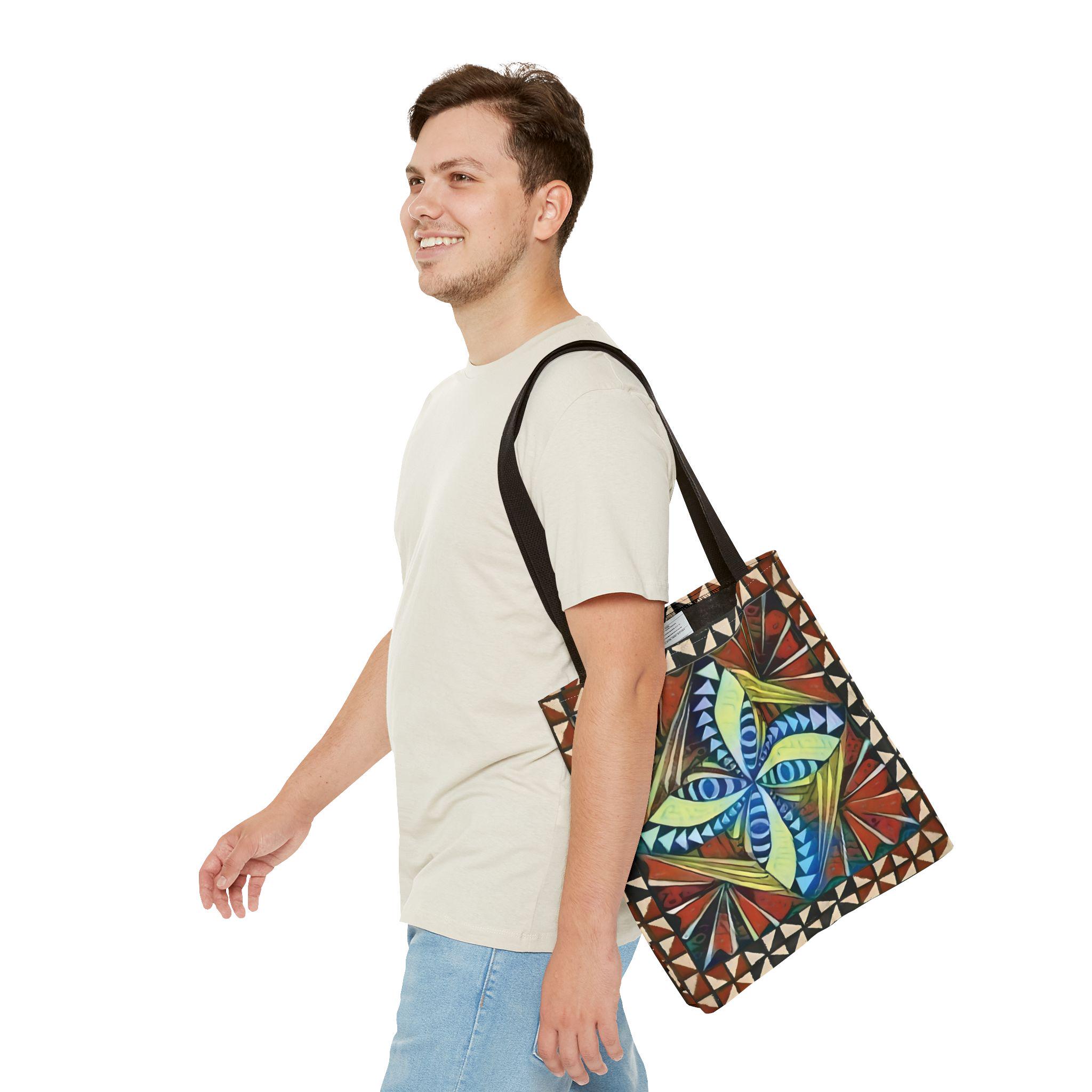 Geometric Starburst Pattern Tote Bag | Colorful Abstract Tribal Design