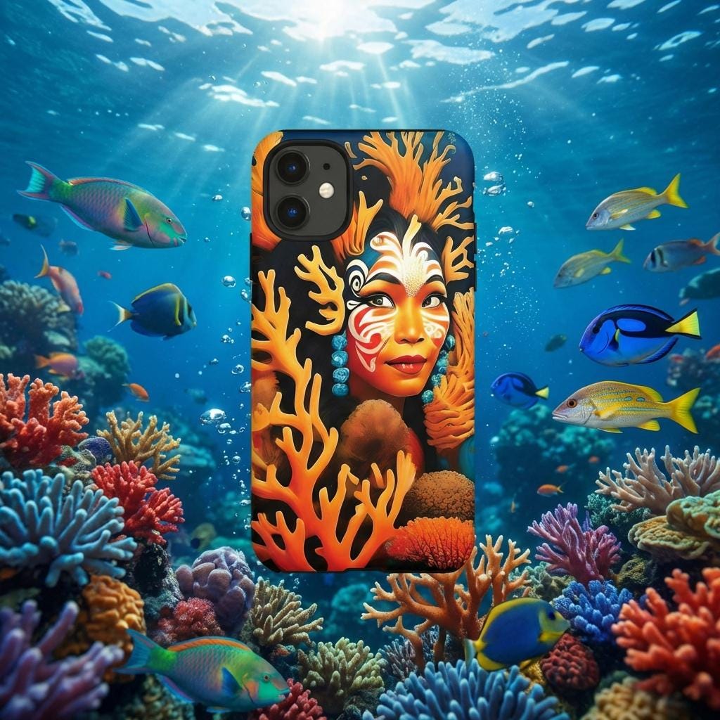 Aqua Beauty iPhone Tough Case - Walt Smith Fiji Ocean Art - Supports ADE Reef Restoration
