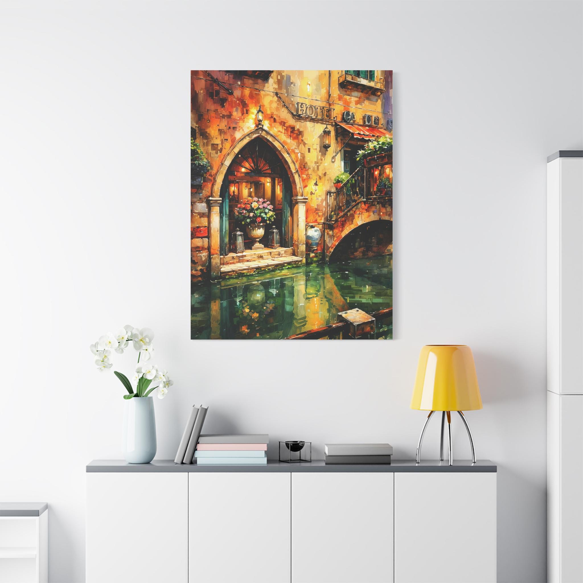 Venetian Canal Hotel Entrance Canvas