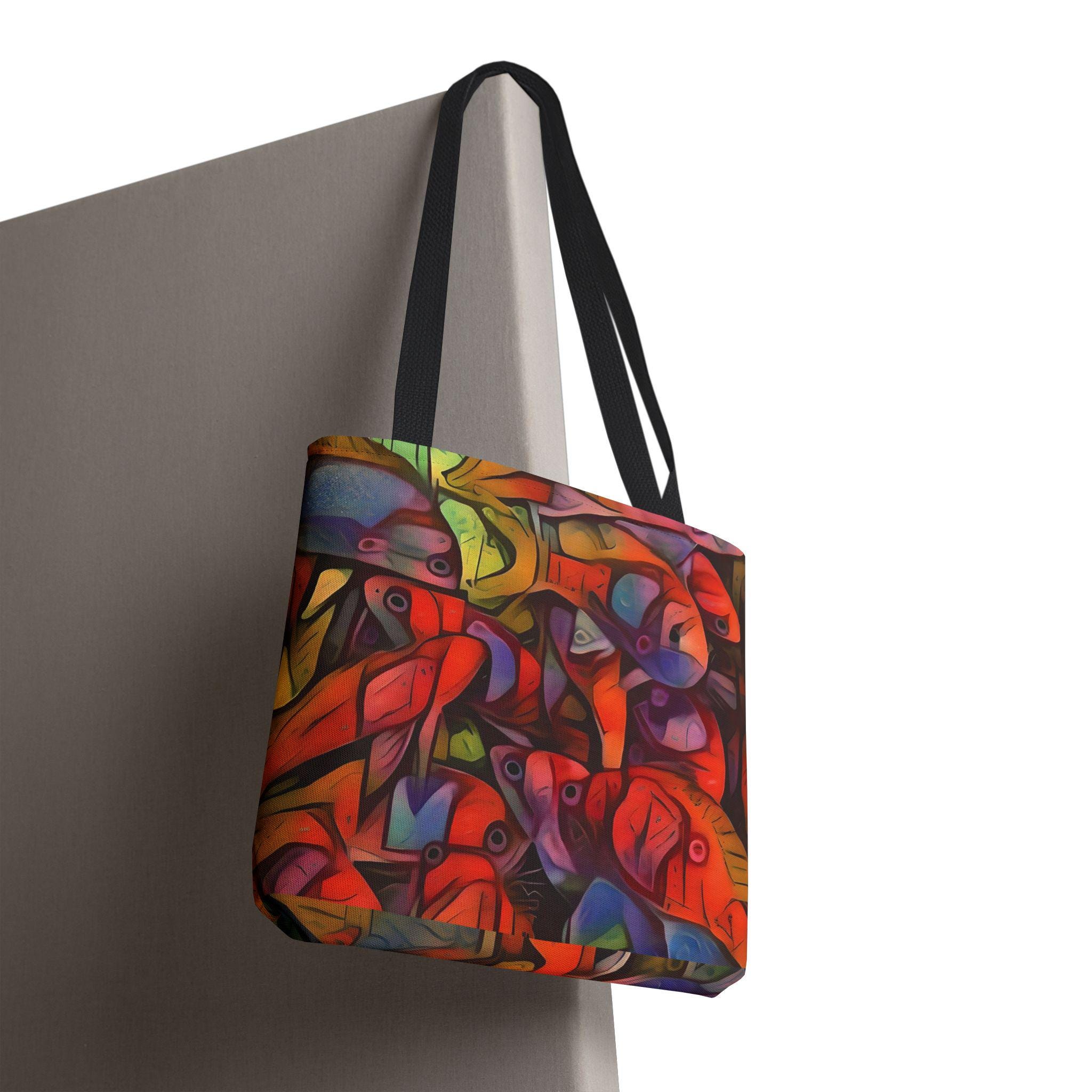 Abstract Colorful Fish Pattern Tote Bag | Vibrant School of Fish All-Over Print