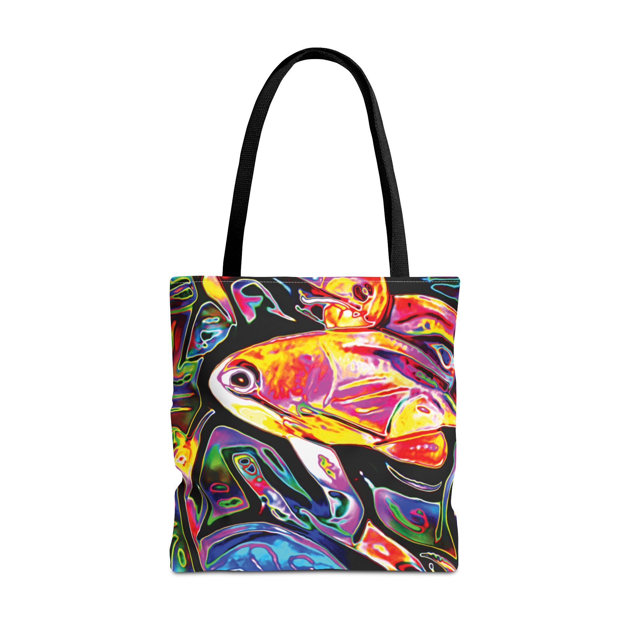 Colorful Tropical Fish Tote, Vibrant Abstract Aquarium Print