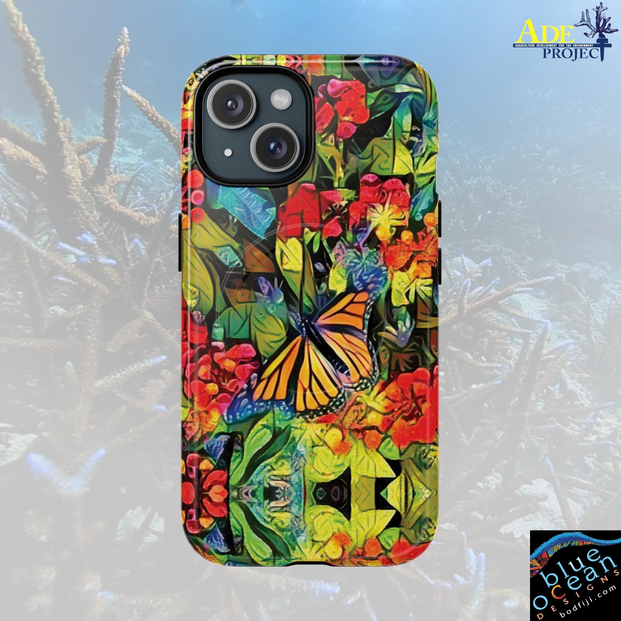 Monarch Garden iPhone Magnetic Case - Walt Smith Fiji Ocean Art - Supports ADE Reef Restoration