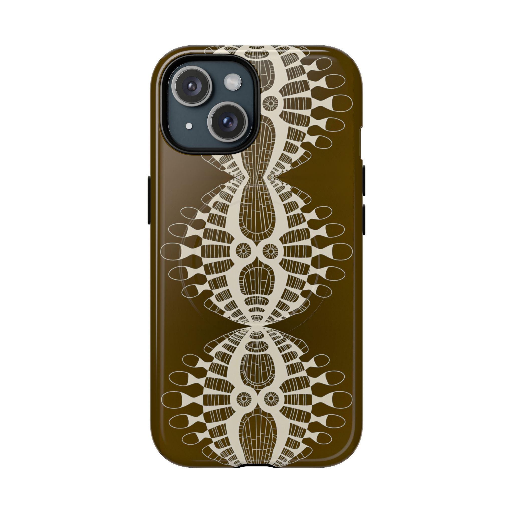 Abstract Urchin Brown iPhone Magnetic Case - Walt Smith Fiji Ocean Art - Supports ADE Reef Restoration