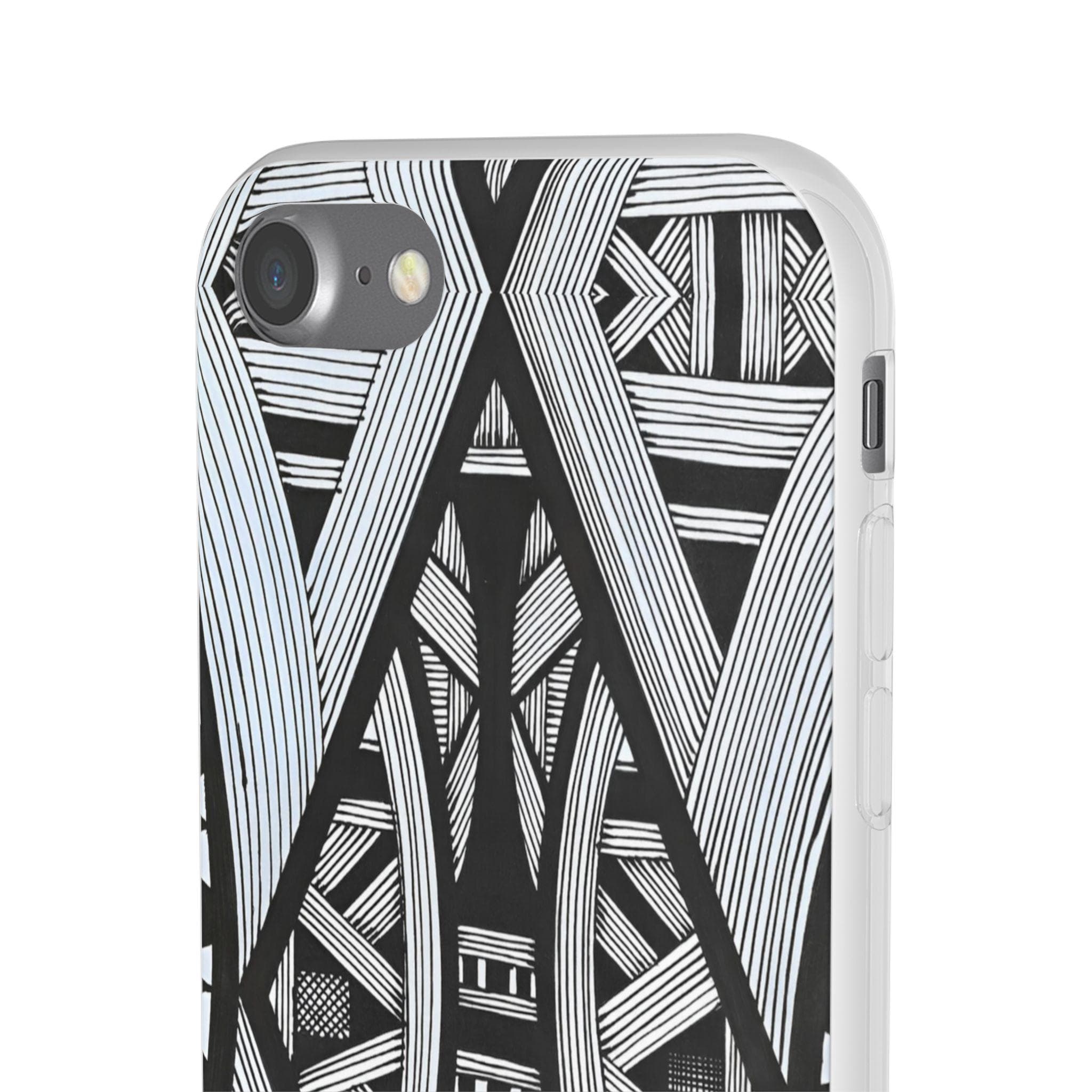 Black & White Tribal Lines iPhone Flexi Case - Walt Smith Fiji Ocean Art - Supports ADE Reef Restoration