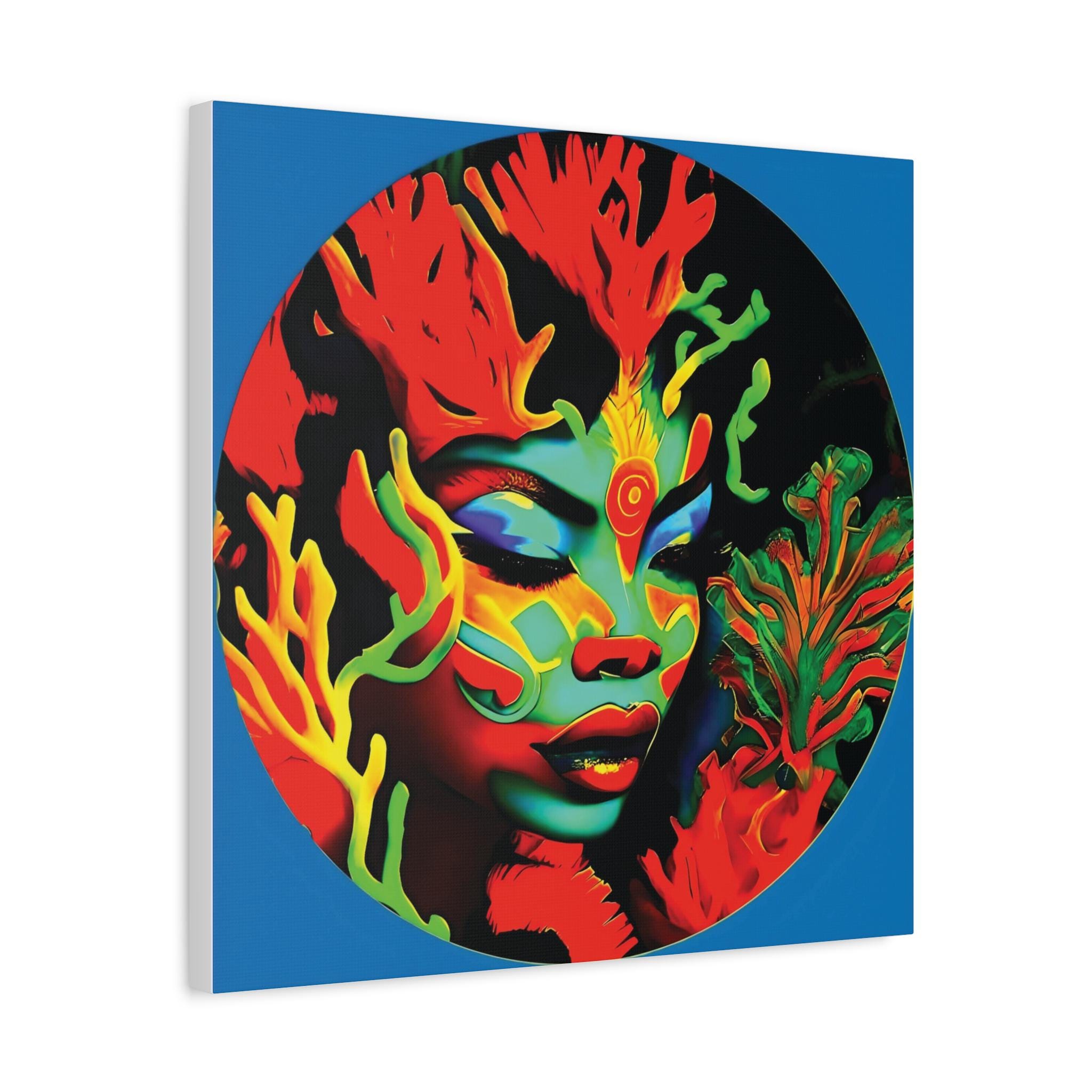 Coral Girl Circle - Canvas Wall Art