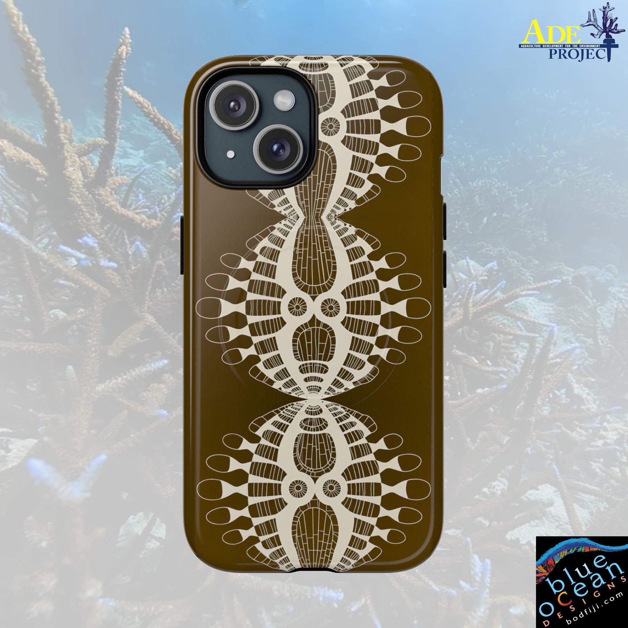 Abstract Urchin Brown iPhone Magnetic Case - Walt Smith Fiji Ocean Art - Supports ADE Reef Restoration