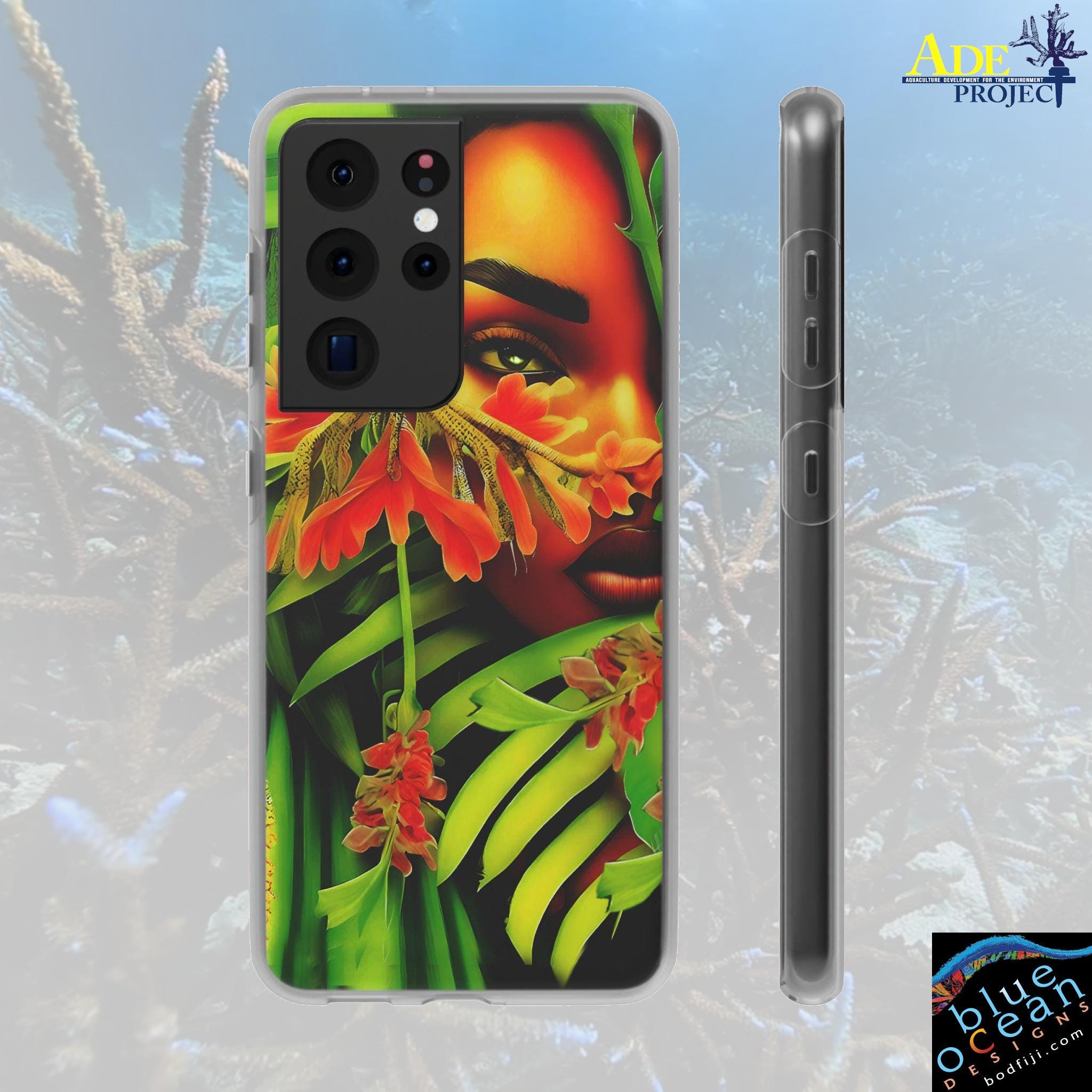 Secret Garden Android Flexi Case - Walt Smith Fiji Ocean Art - Supports ADE Reef Restoration