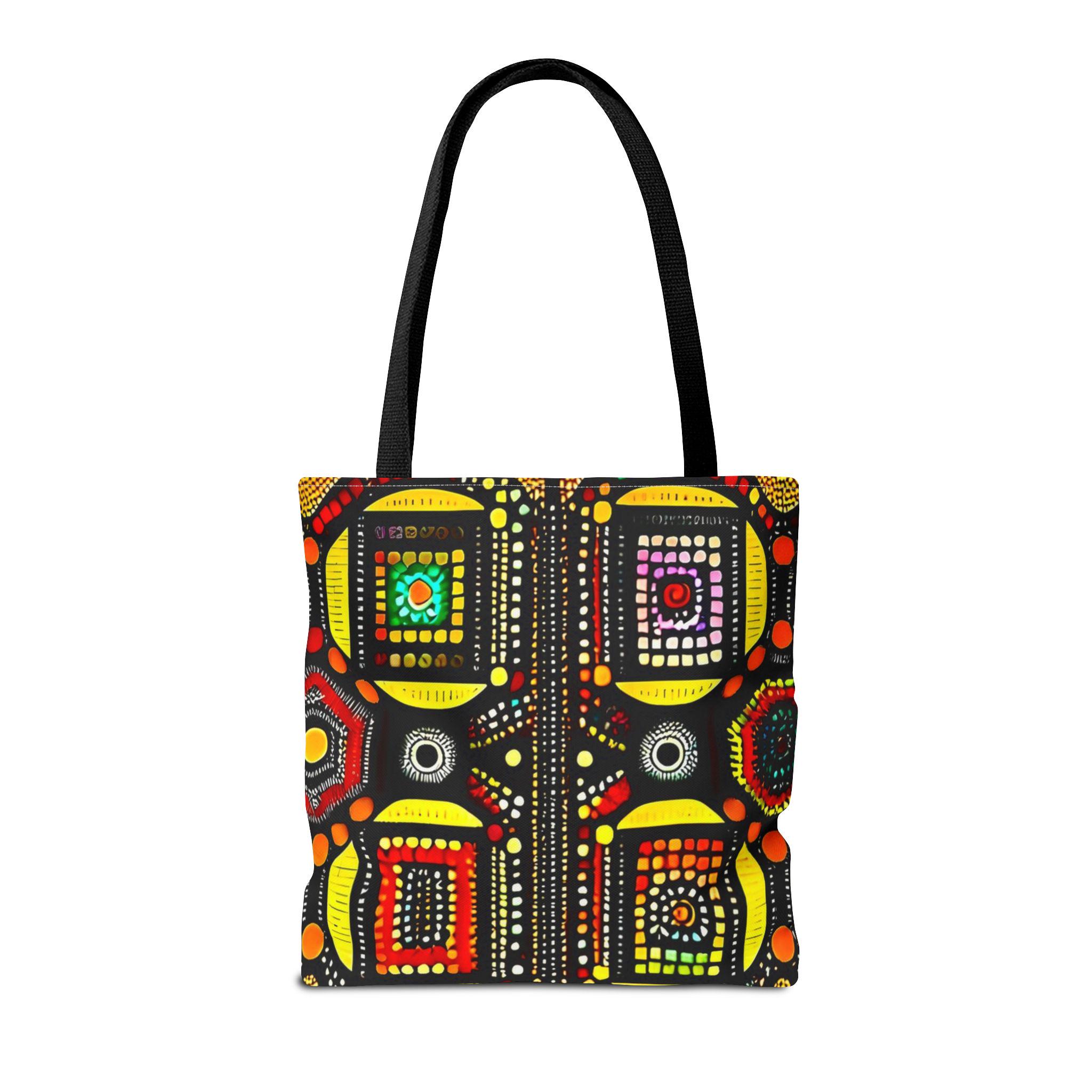Abstract Tribal Dot Pattern Tote Bag | Colorful Geometric Artwork