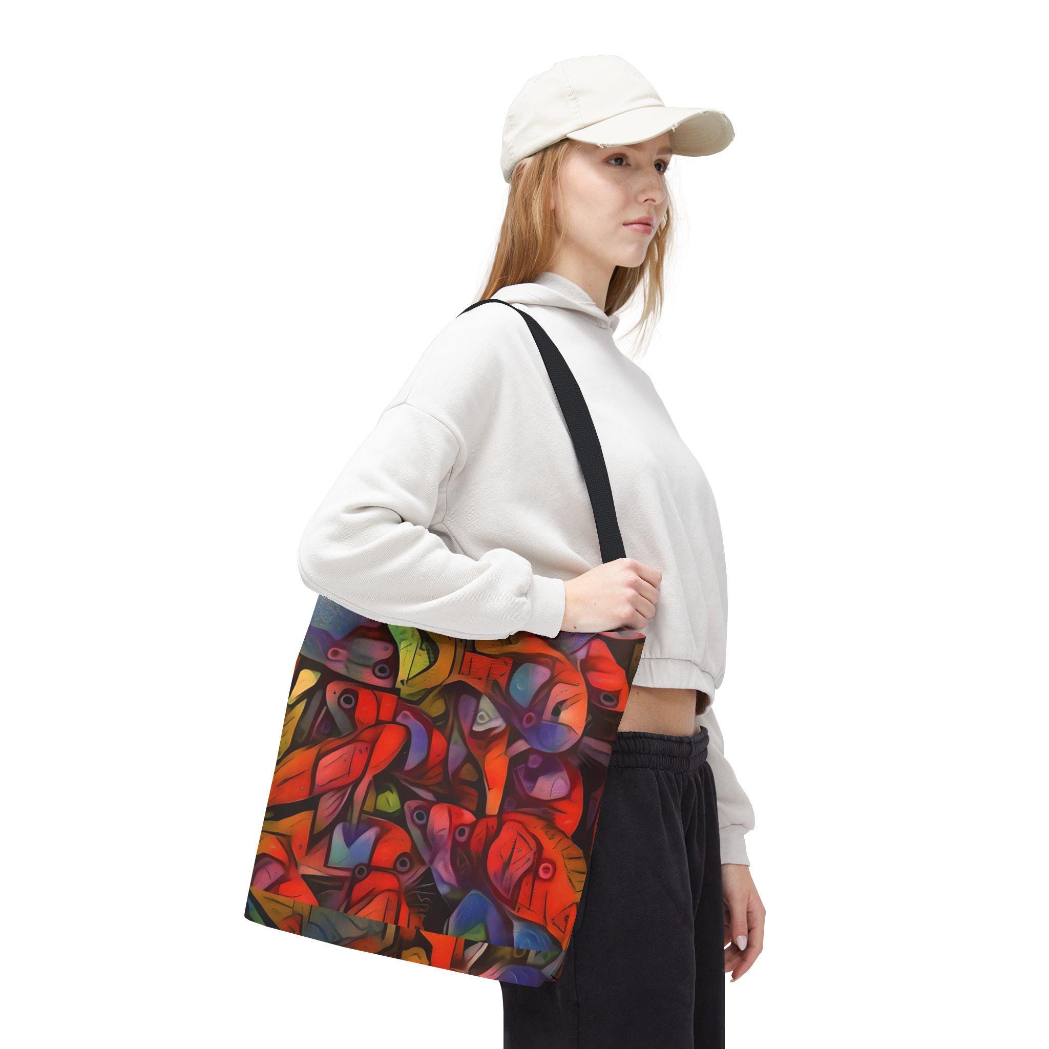 Abstract Colorful Fish Pattern Tote Bag | Vibrant School of Fish All-Over Print