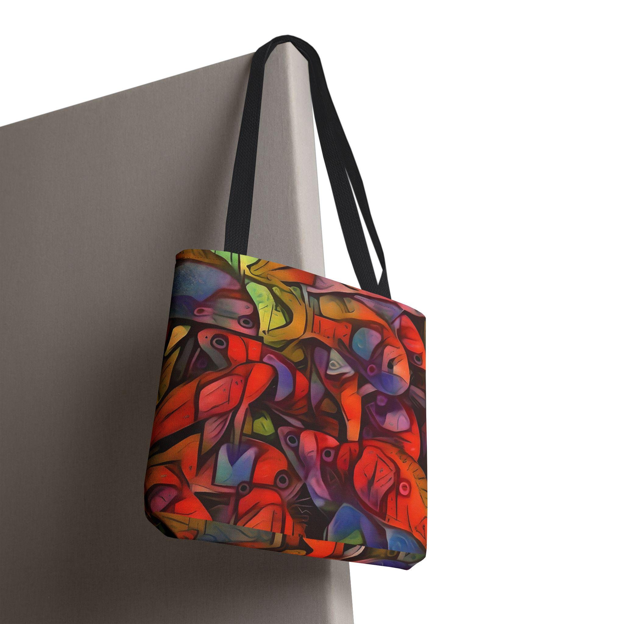 Abstract Colorful Fish Pattern Tote Bag | Vibrant School of Fish All-Over Print