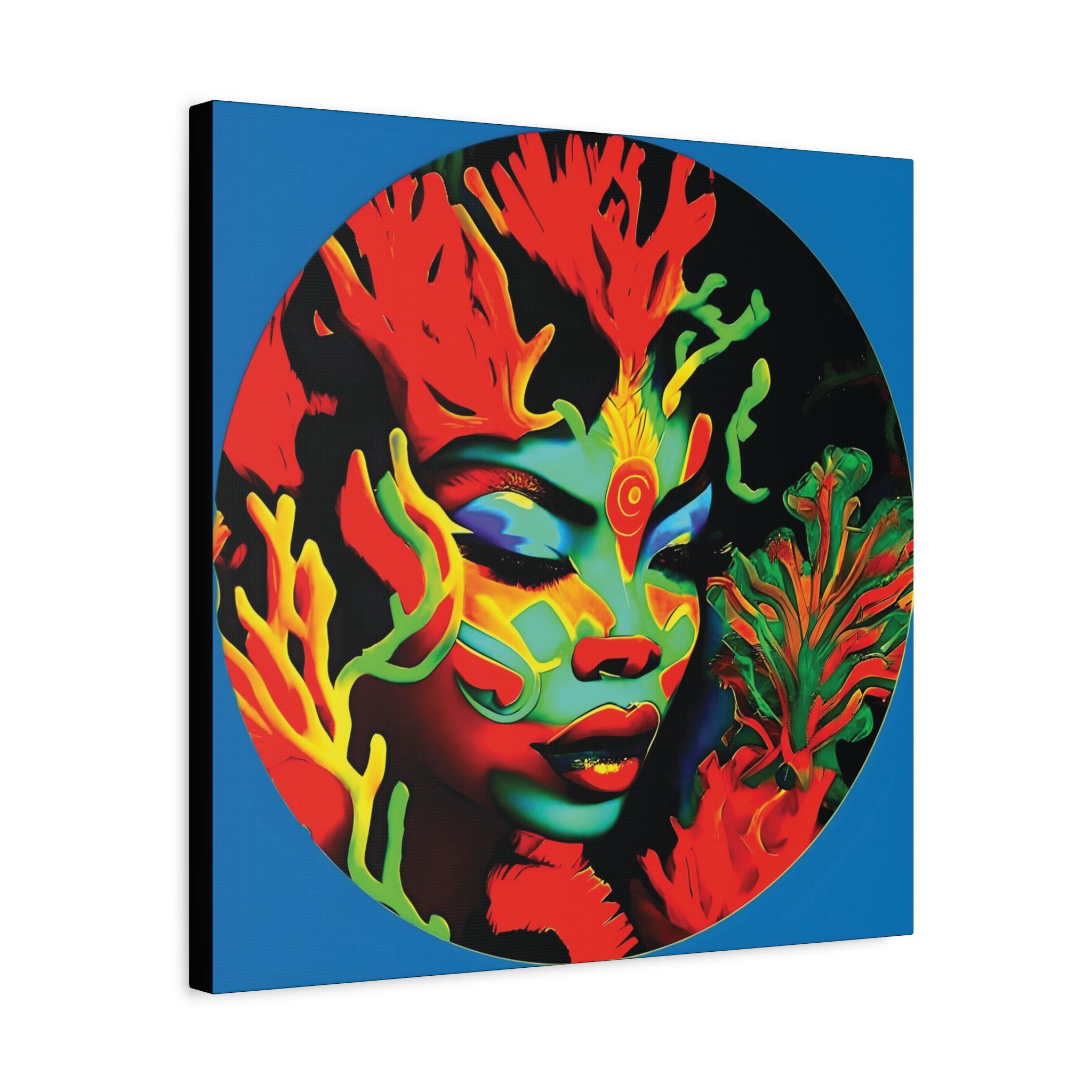 Coral Girl Circle Canvas Wall Art