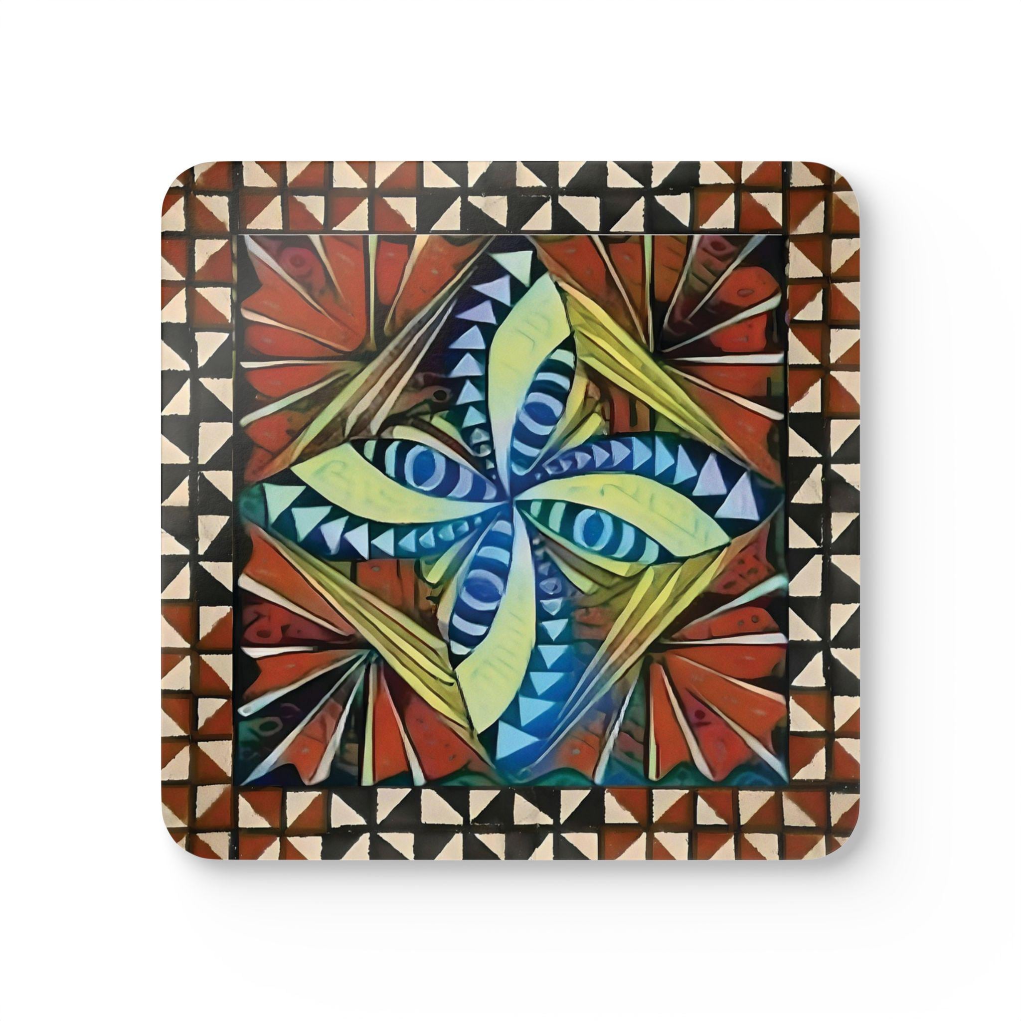 Tapa with Border - Corkwood Coaster Set