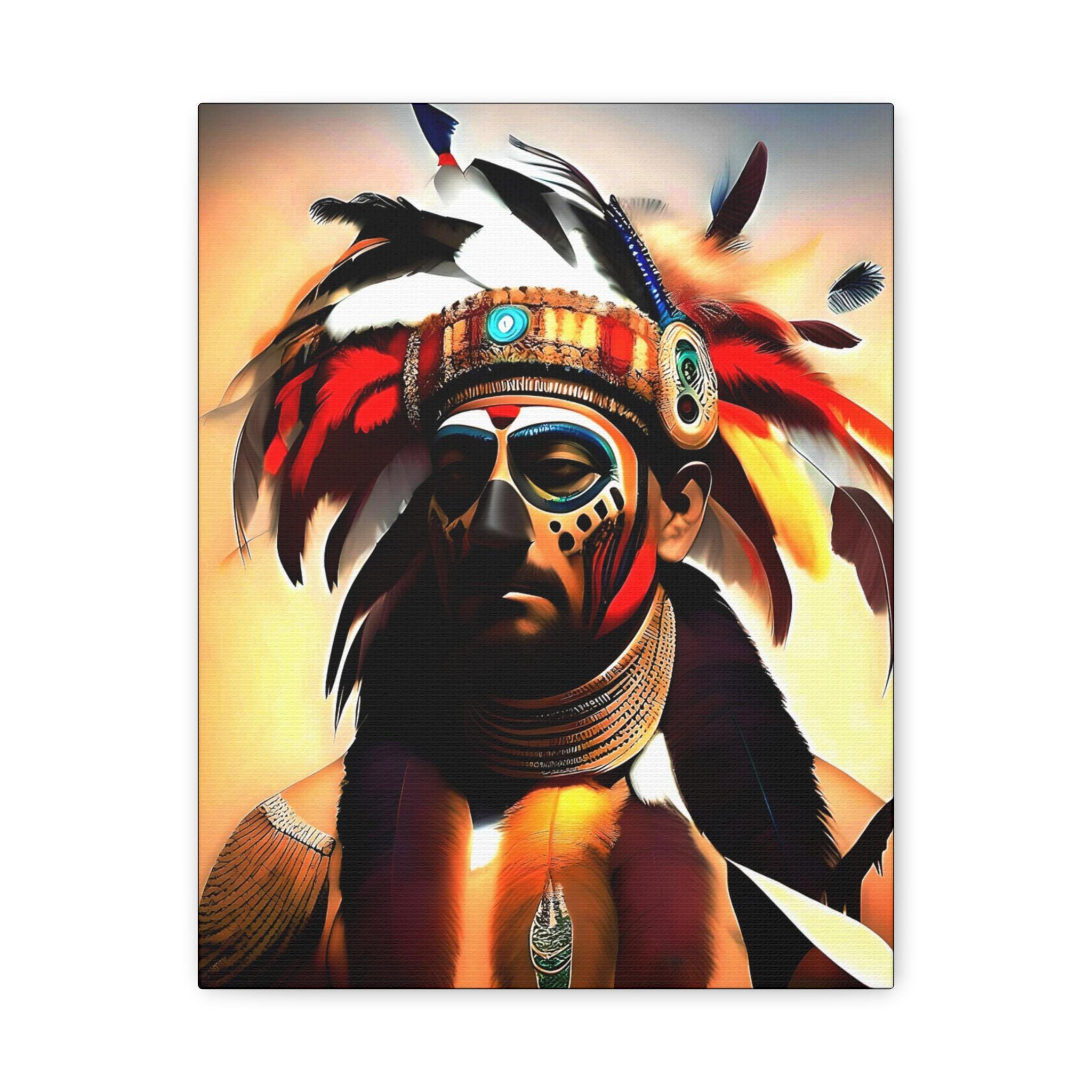 Painted Warrior Canvas Wall Art