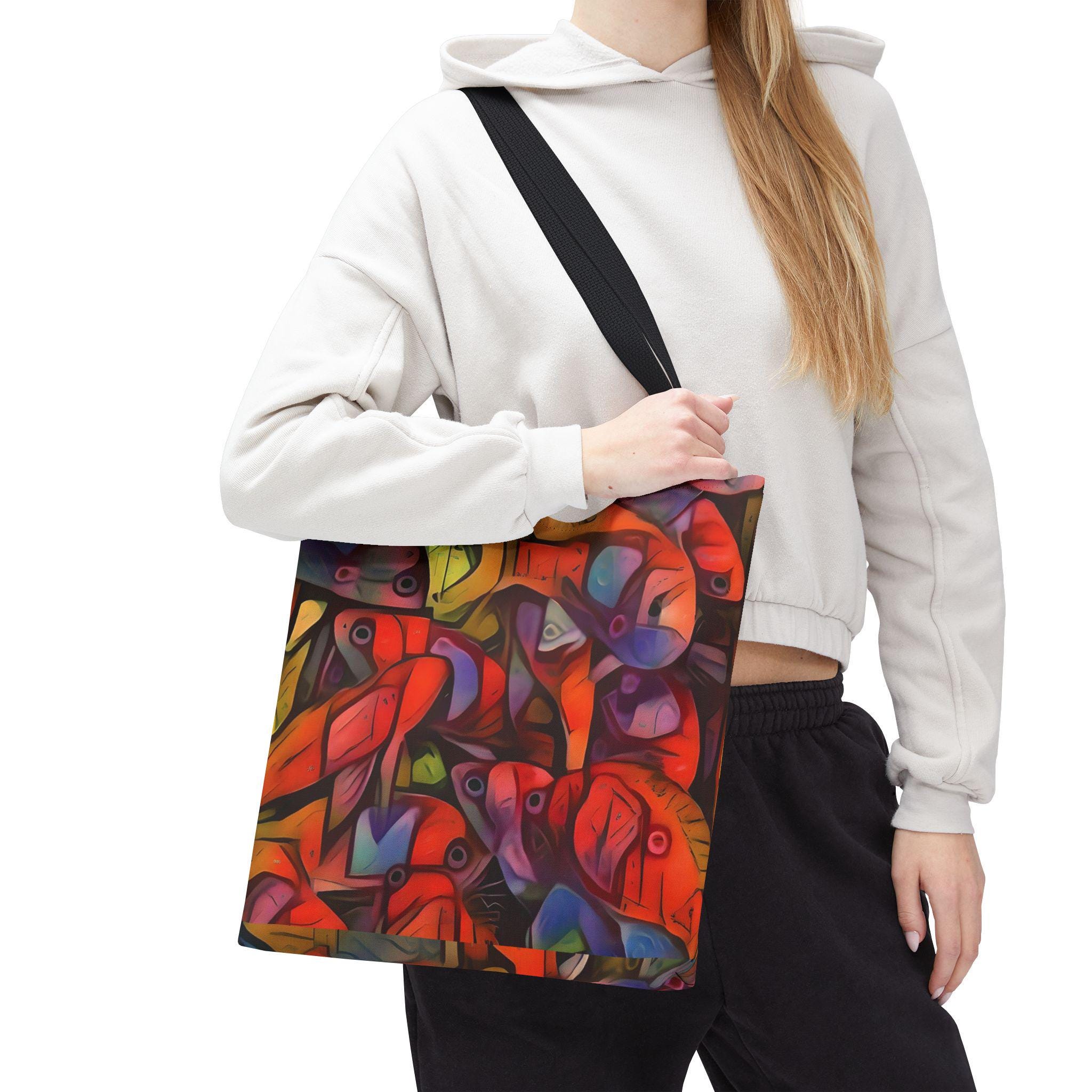 Abstract Colorful Fish Pattern Tote Bag | Vibrant School of Fish All-Over Print