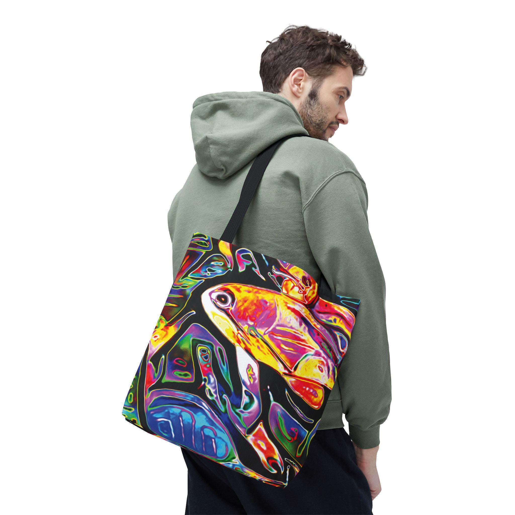 Colorful Tropical Fish Tote, Vibrant Abstract Aquarium Print