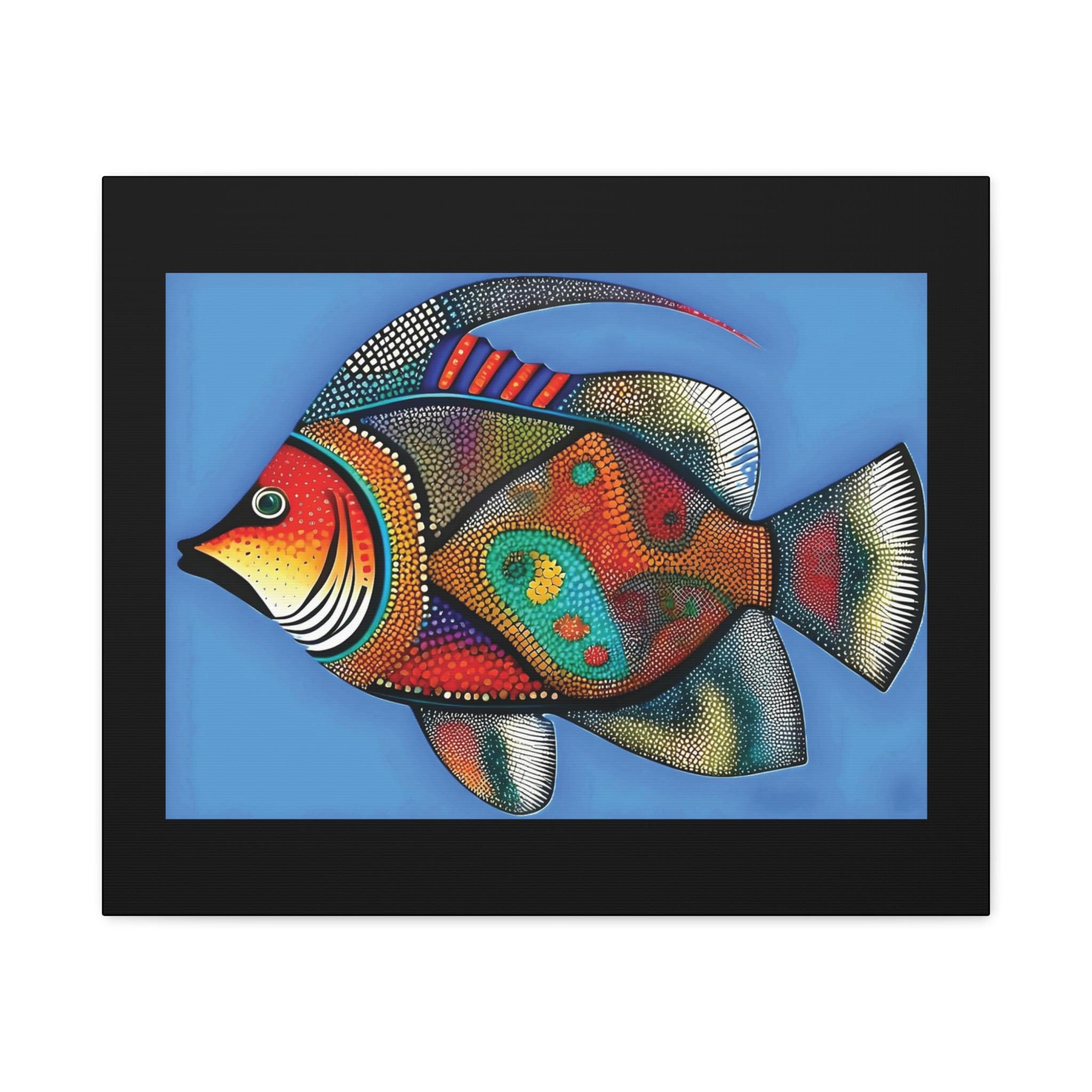 Fish On Blue Canvas Wall Art