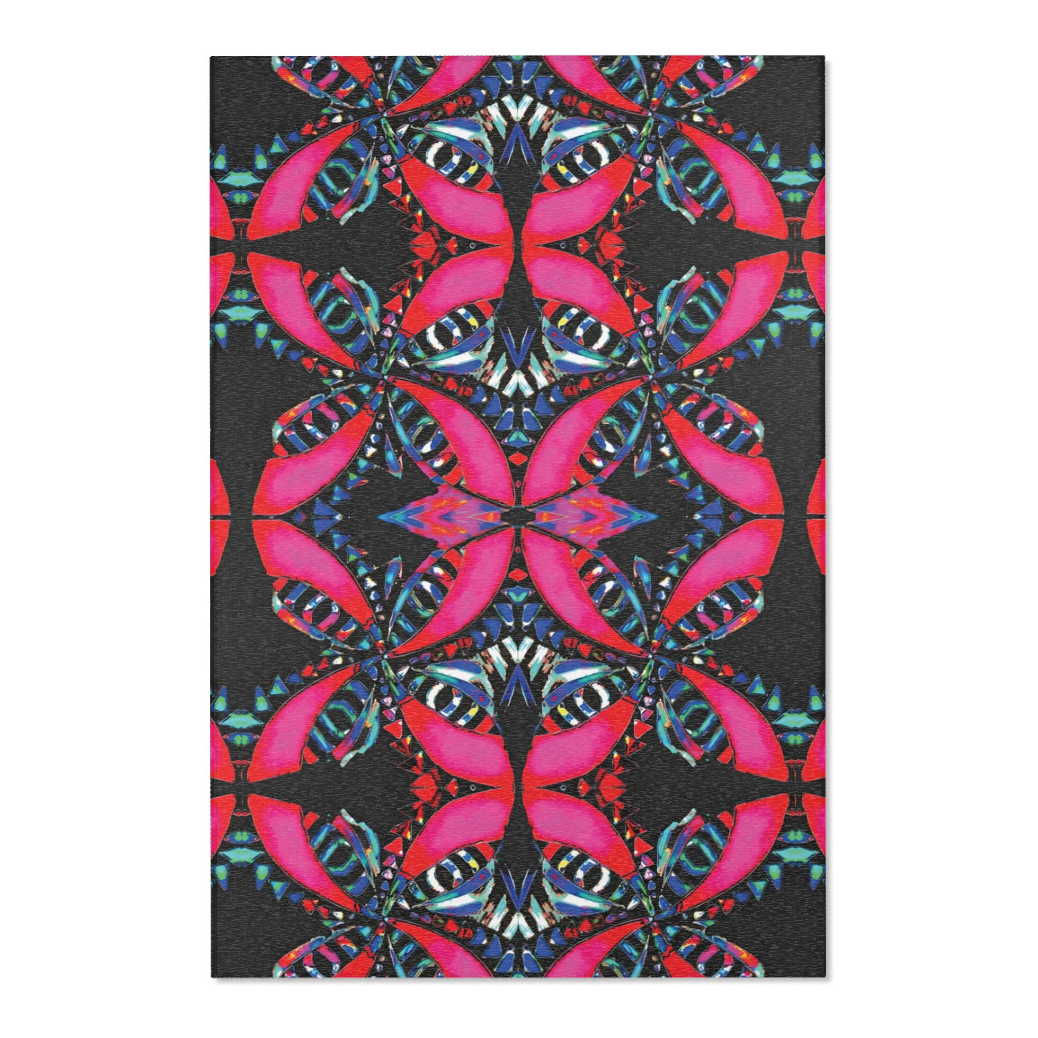 Pink On Black Area Rug