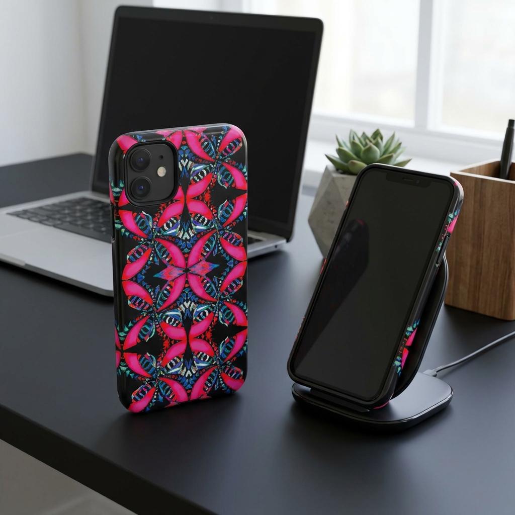 Pink on Black iPhone Tough Case - Walt Smith Fiji Ocean Art - Supports ADE Reef Restoration