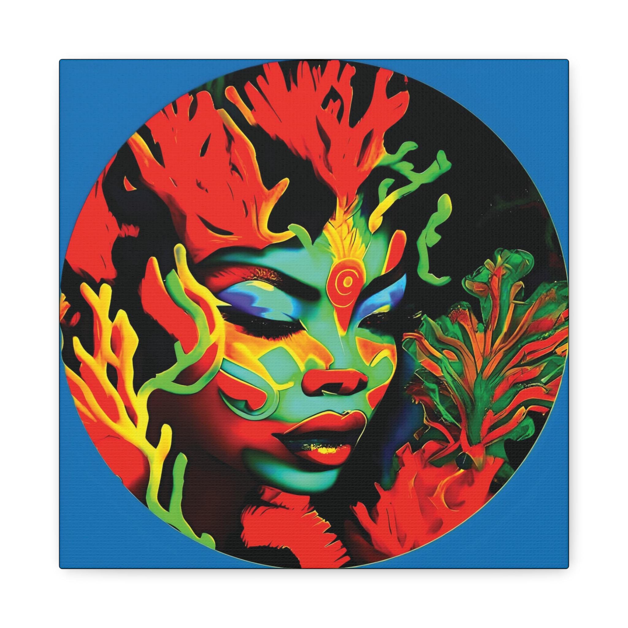 Coral Girl Circle Canvas Wall Art