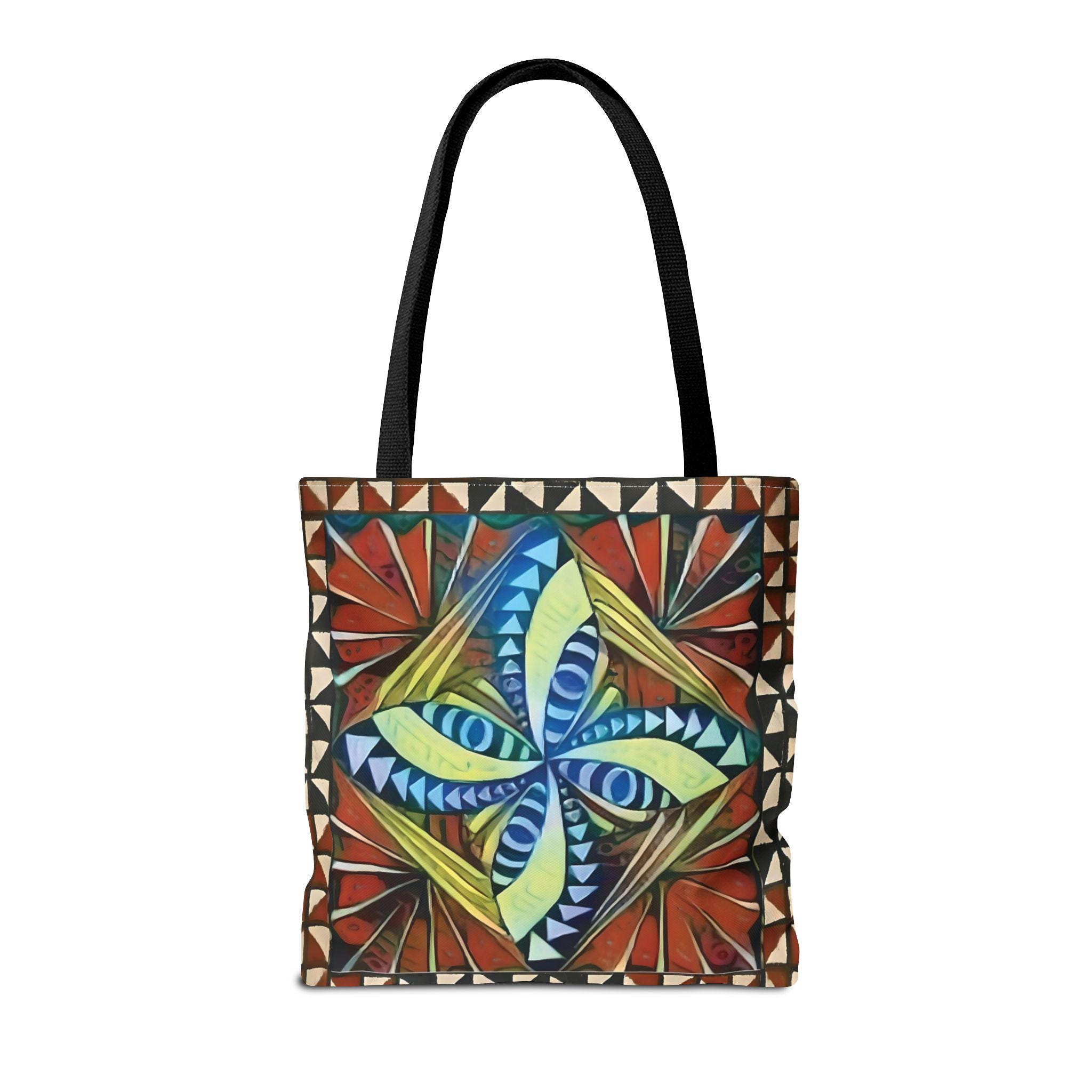 Geometric Starburst Pattern Tote Bag | Colorful Abstract Tribal Design