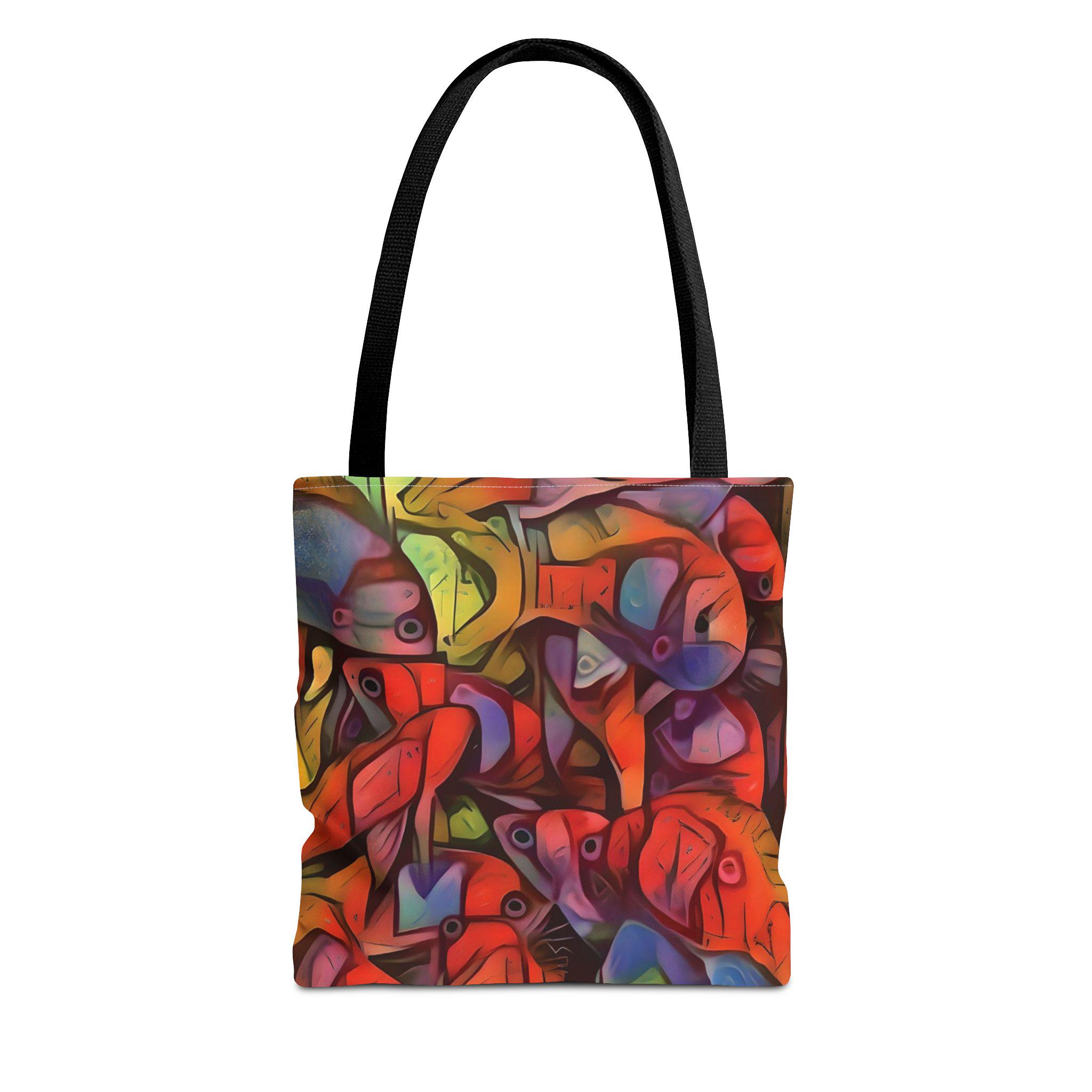 Abstract Colorful Fish Pattern Tote Bag | Vibrant School of Fish All-Over Print