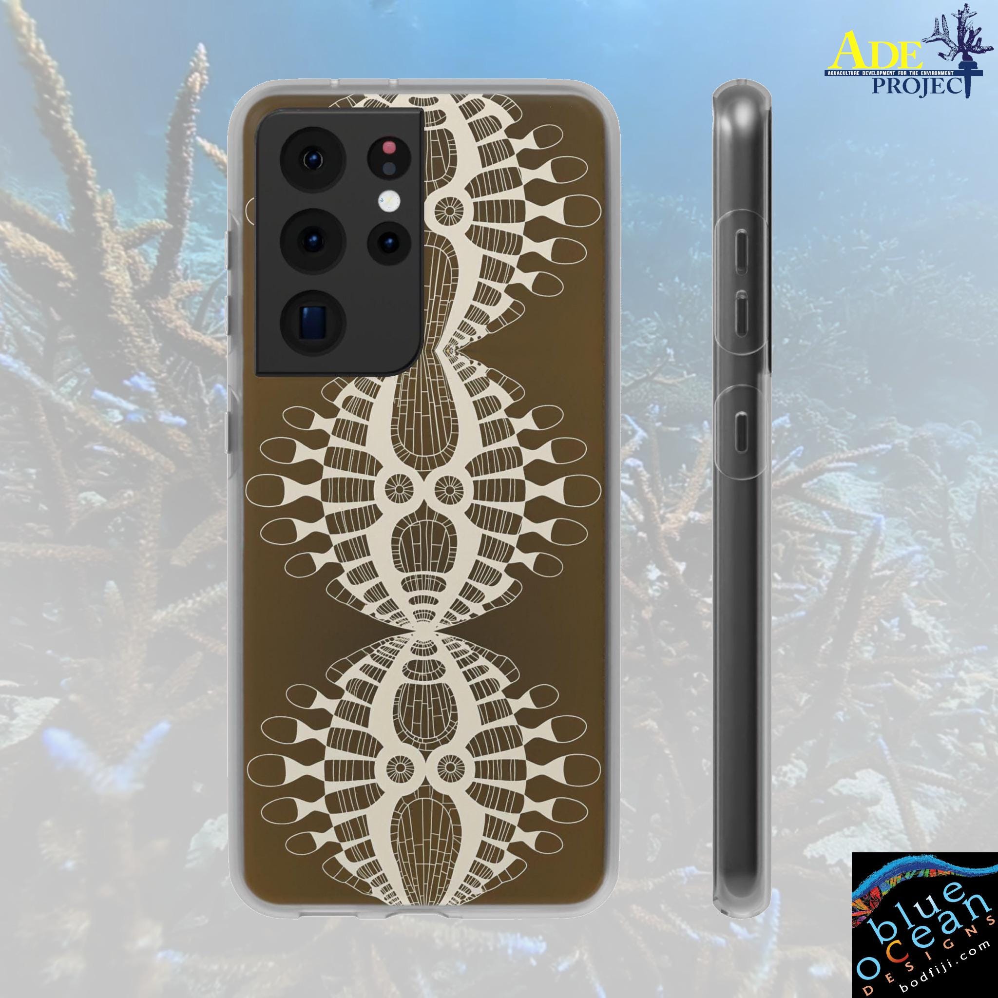 Abstract Urchin Brown Android Flexi Case - Walt Smith Fiji Ocean Art - Supports ADE Reef Restoration