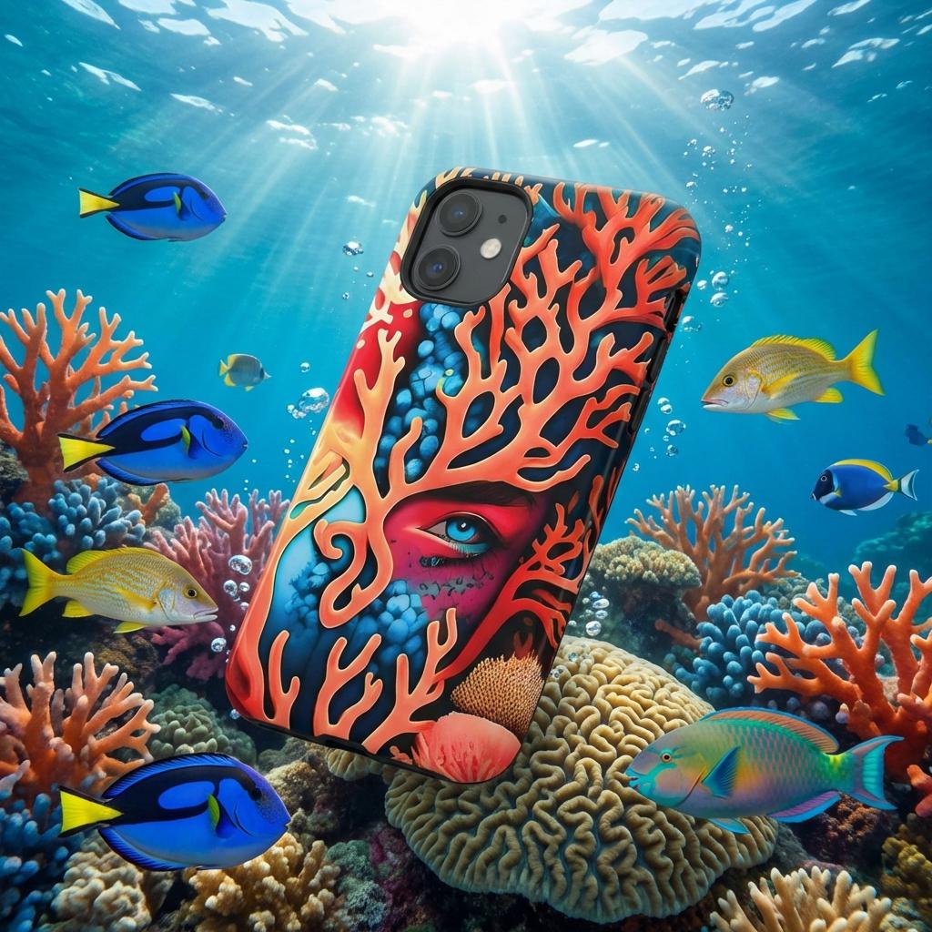 Hidden Reef iPhone Tough Case - Walt Smith Fiji Ocean Art - Supports ADE Reef Restoration