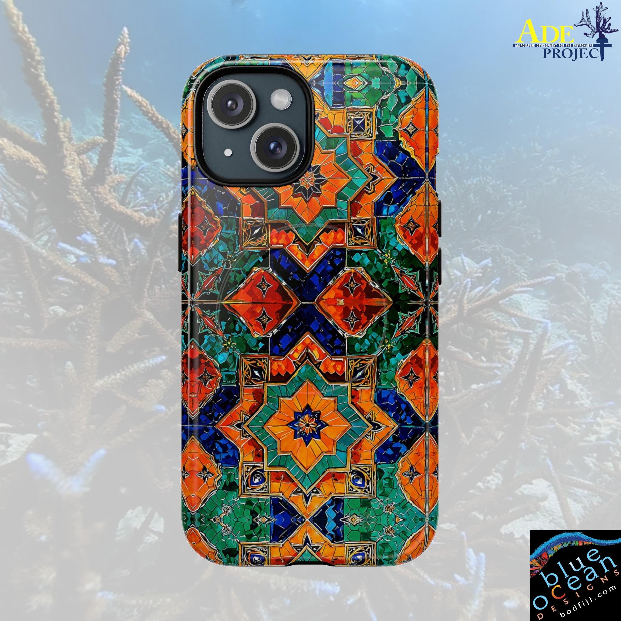 Moroccan Style iPhone Magnetic Case - Walt Smith Fiji Ocean Art - Supports ADE Reef Restoration