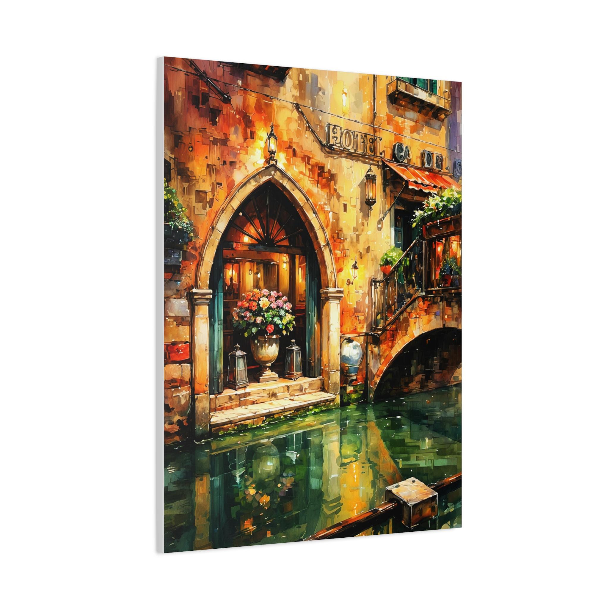 Venetian Canal Hotel Entrance Matte Canvas