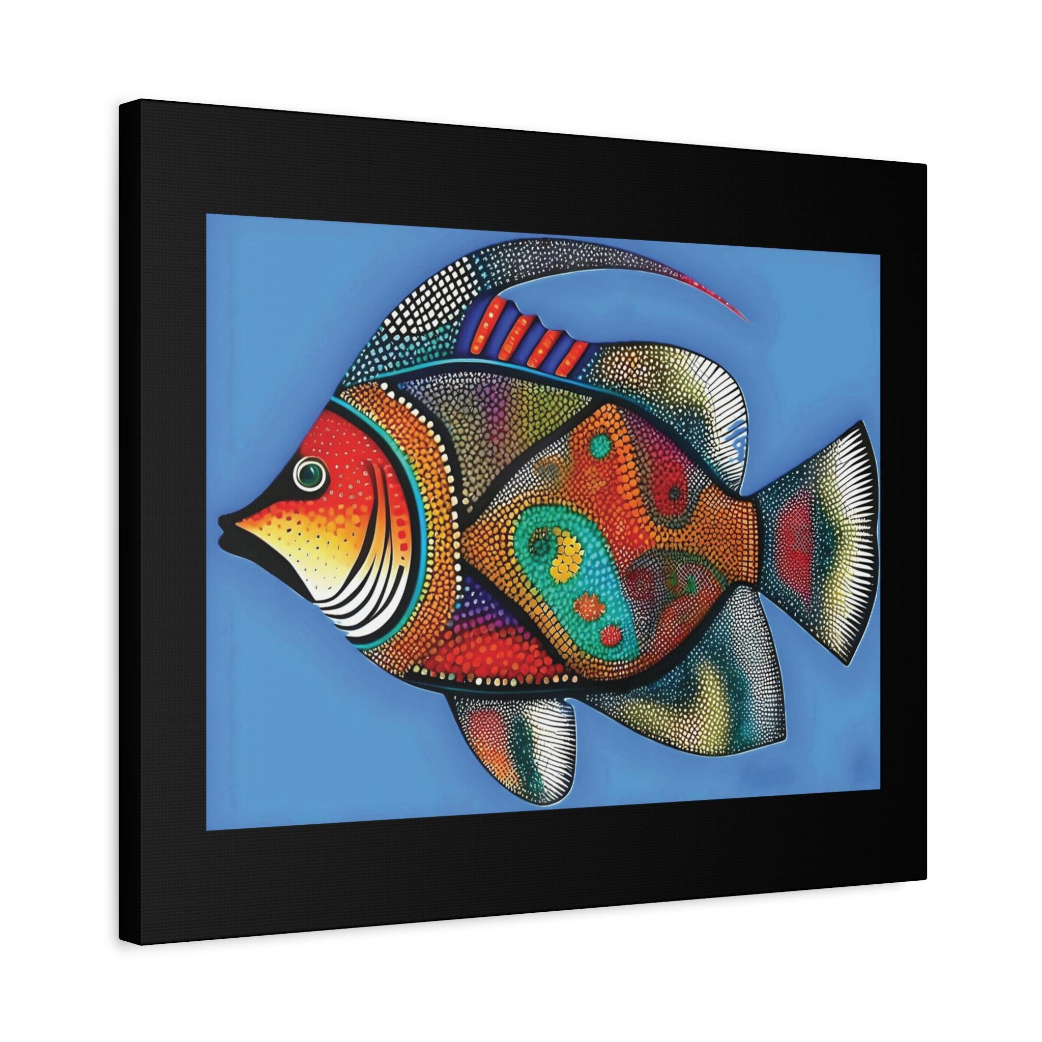 Fish On Blue Canvas Wall Art