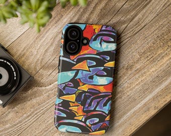 Colorful Graffiti Mushrooms Phone Case | Tough Case