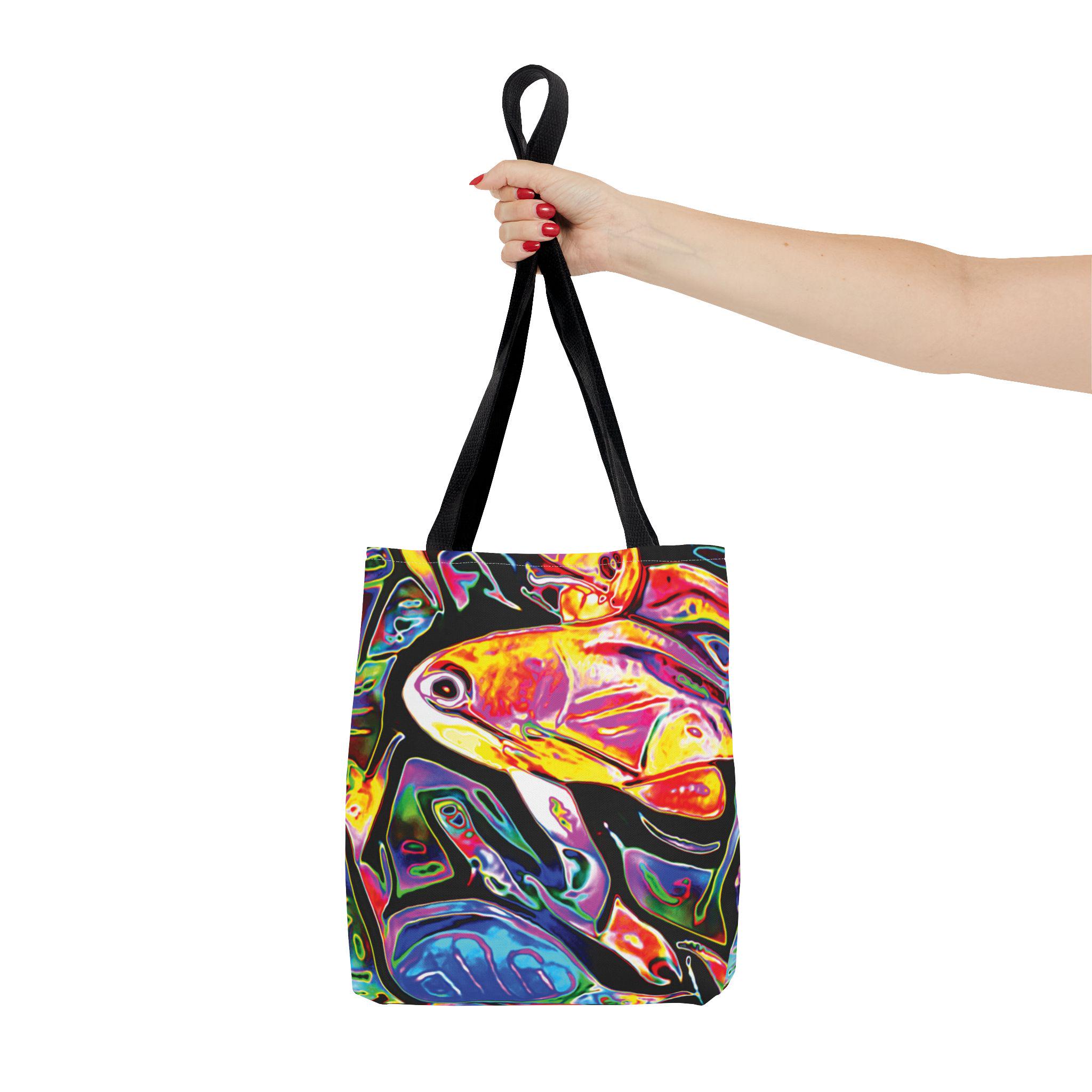 Colorful Tropical Fish Tote, Vibrant Abstract Aquarium Print