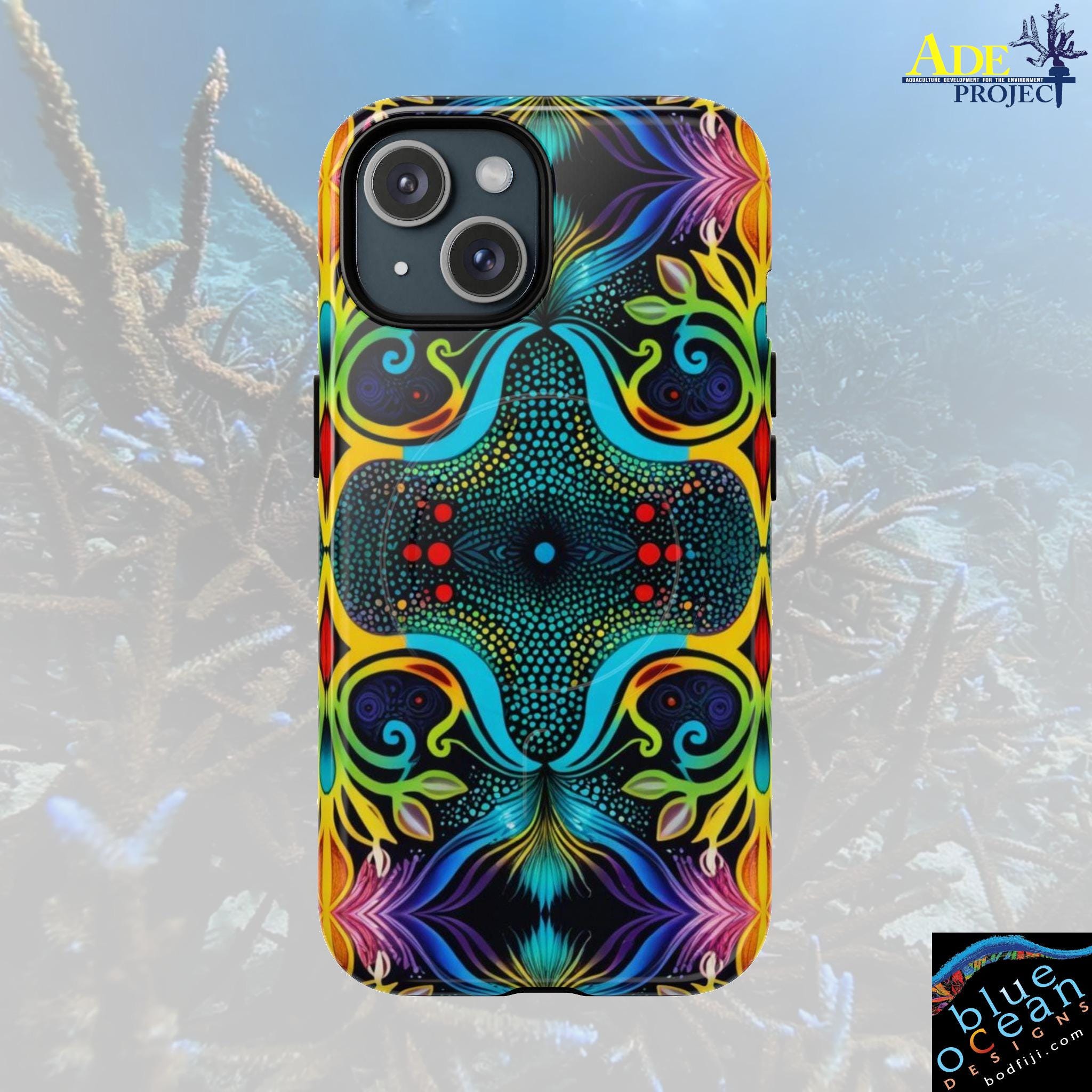 Psychedelic Abo iPhone Magnetic Case - Walt Smith Fiji Ocean Art - Supports ADE Reef Restoration