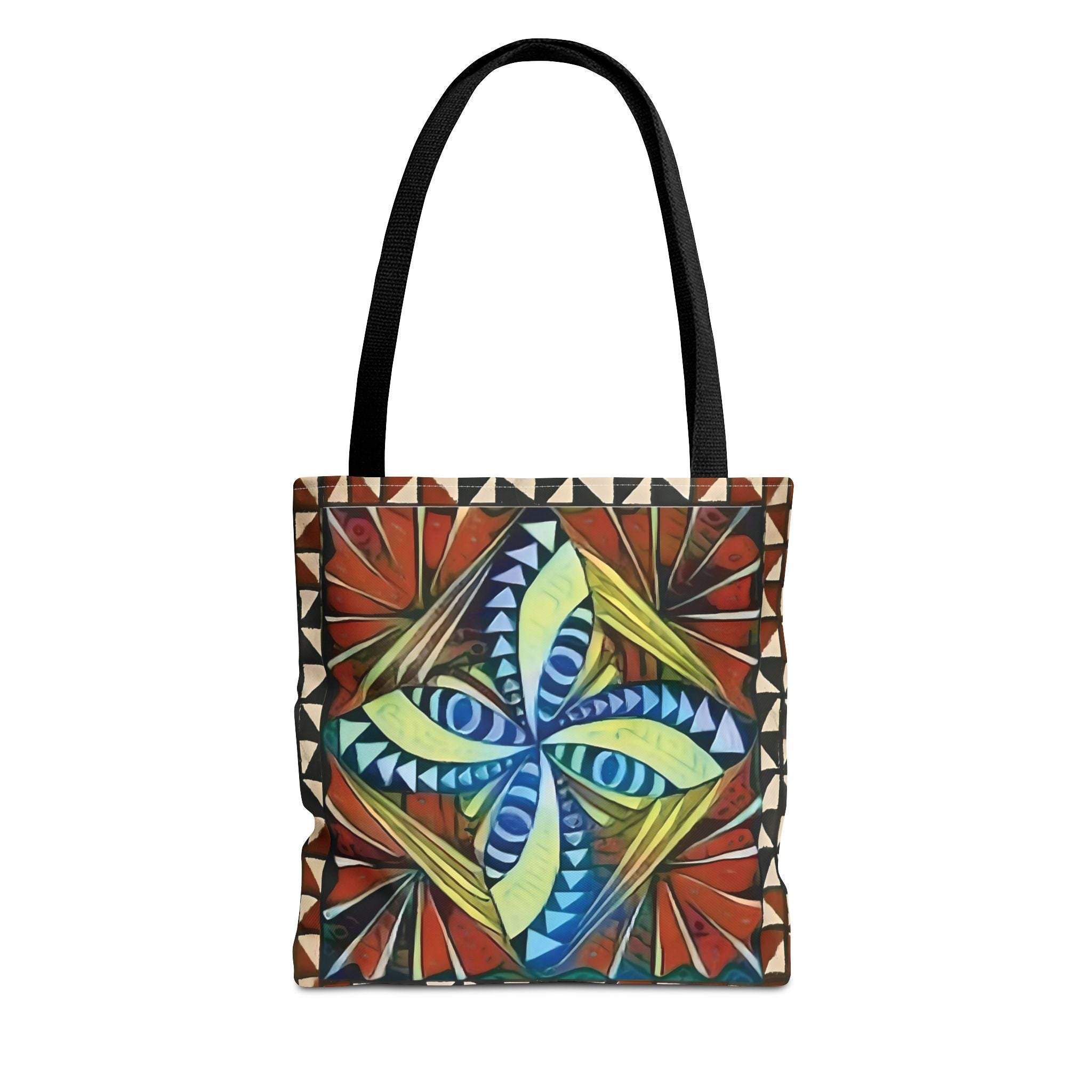 Geometric Starburst Pattern Tote Bag | Colorful Abstract Tribal Design