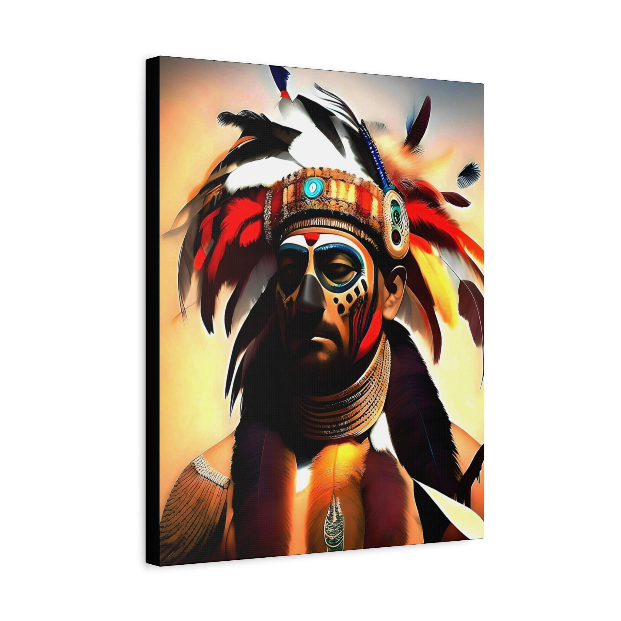 Painted Warrior Canvas Wall Art