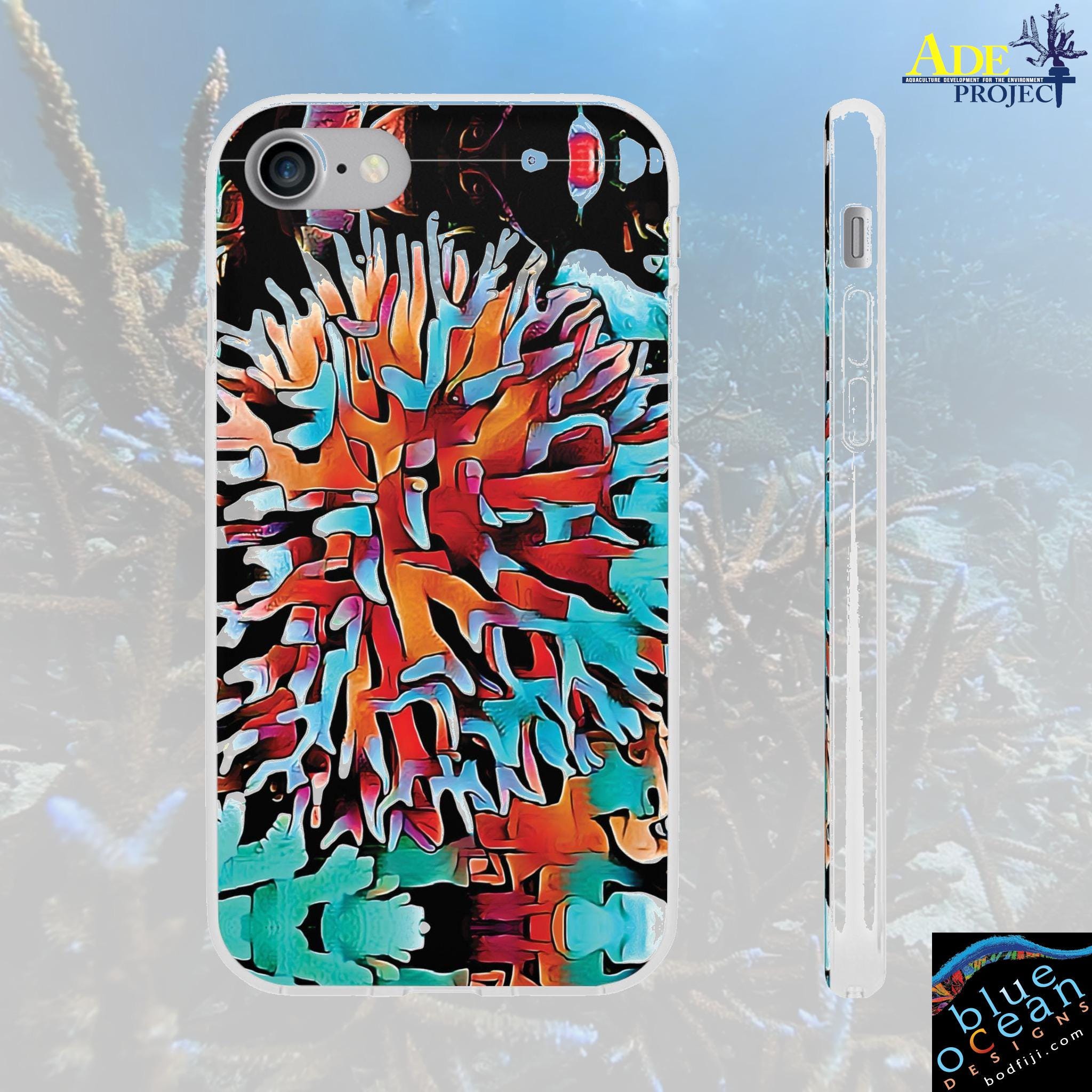 Aqua Spike iPhone Flexi Case - Walt Smith Fiji Ocean Art - Supports ADE Reef Restoration